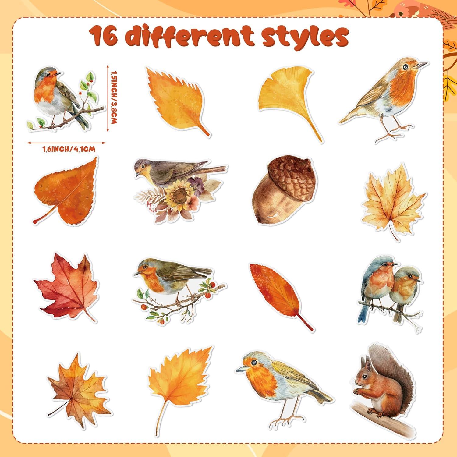 Rollos de Pegatinas Acuarela Otoñal BkeeCten - 1000 pcs