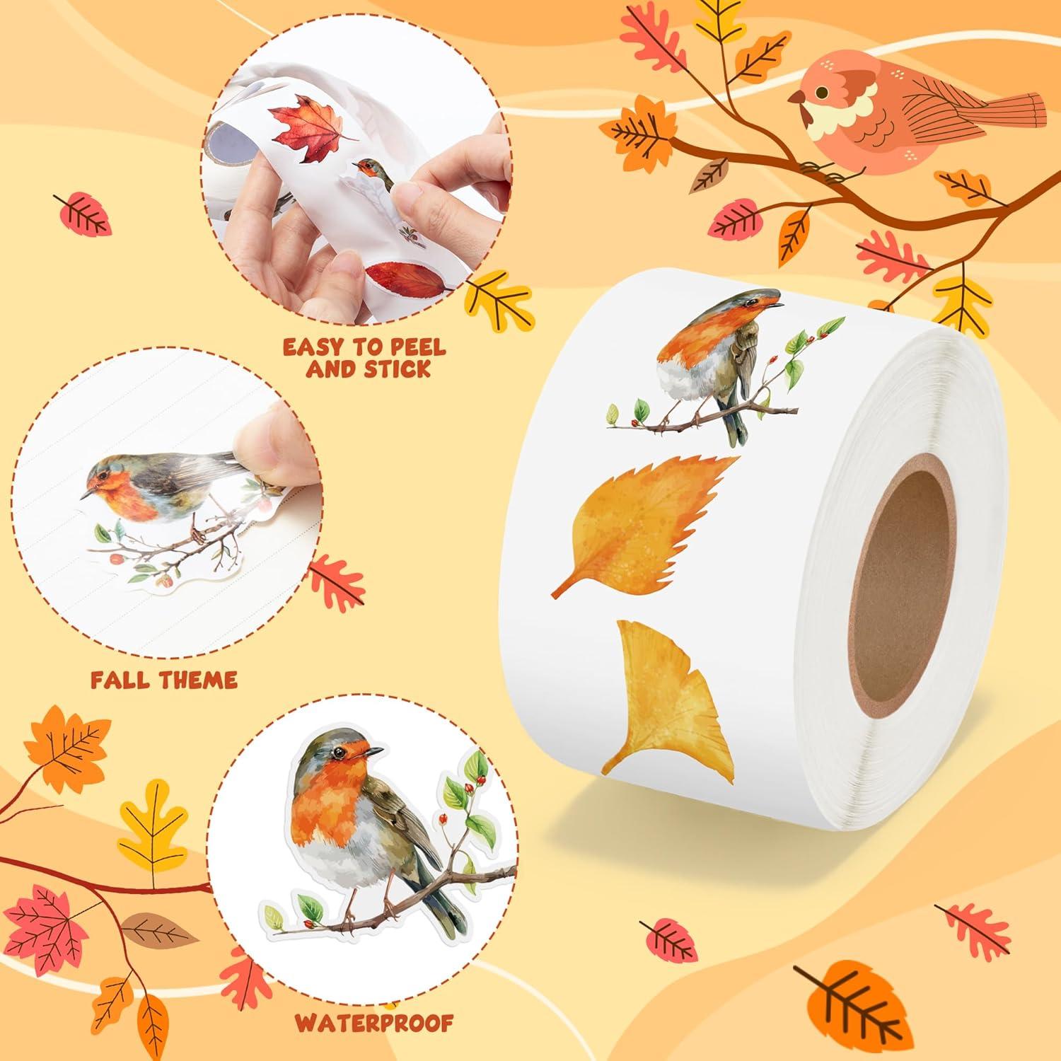 Rollos de Pegatinas Acuarela Otoñal BkeeCten - 1000 pcs