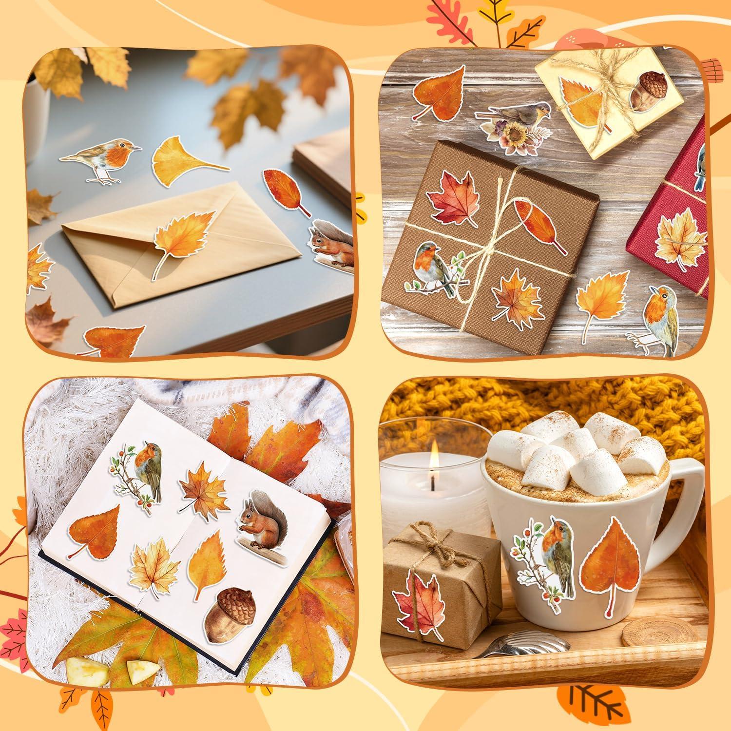 Rollos de Pegatinas Acuarela Otoñal BkeeCten - 1000 pcs