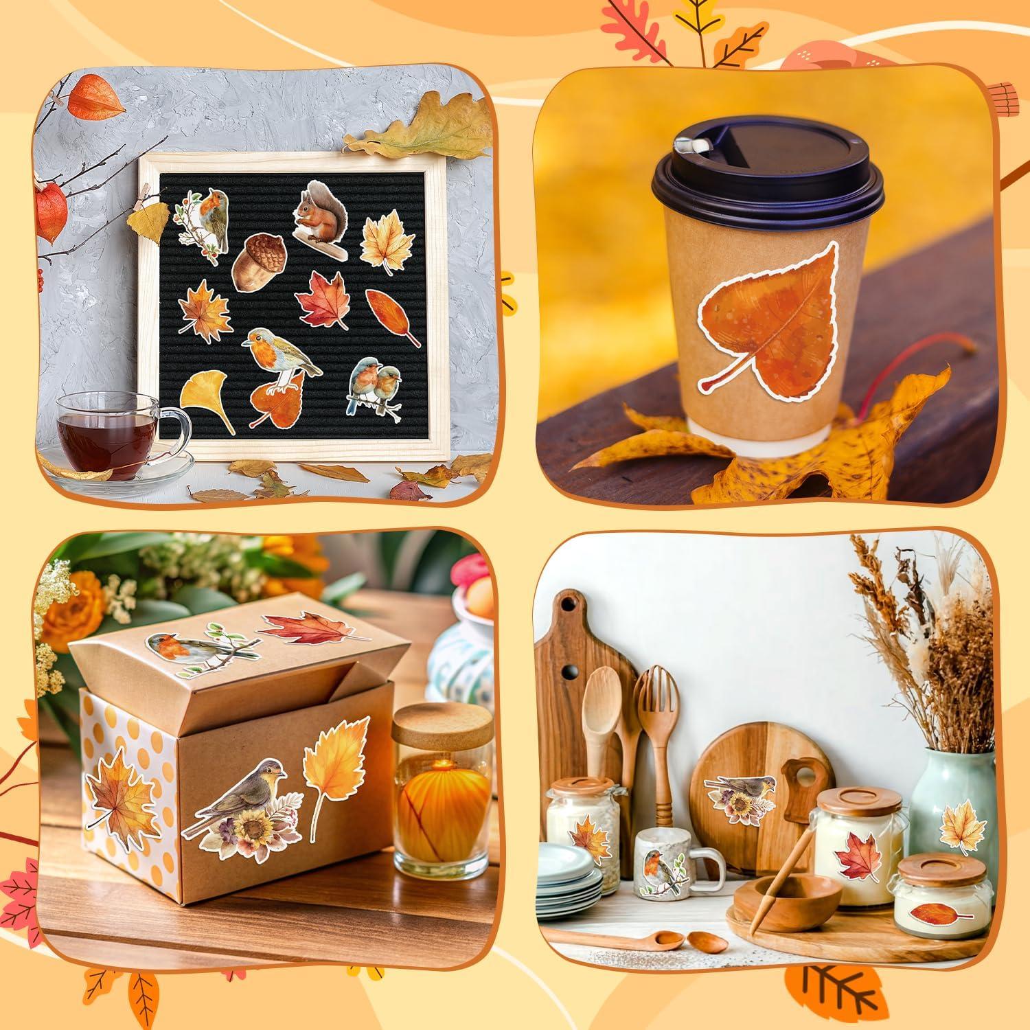 Rollos de Pegatinas Acuarela Otoñal BkeeCten - 1000 pcs