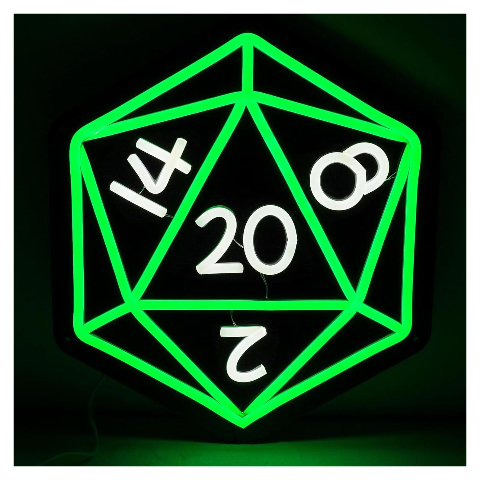 Letrero LED Neón D20 DOCRAGI para Decoración de Juegos 32.3x27.9 cm