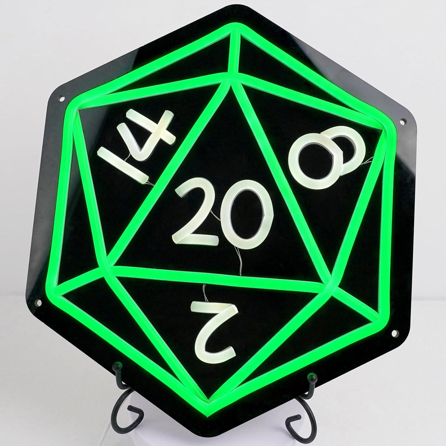 Letrero LED Neón D20 DOCRAGI para Decoración de Juegos 32.3x27.9 cm