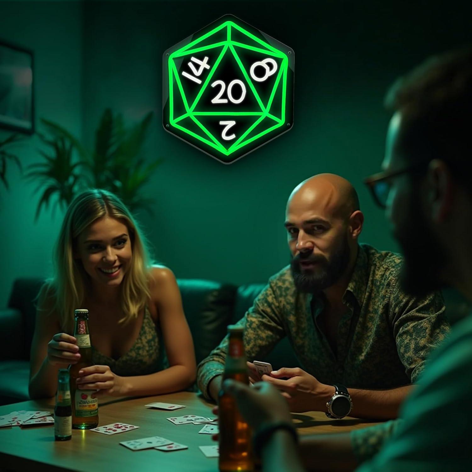 Letrero LED Neón D20 DOCRAGI para Decoración de Juegos 32.3x27.9 cm