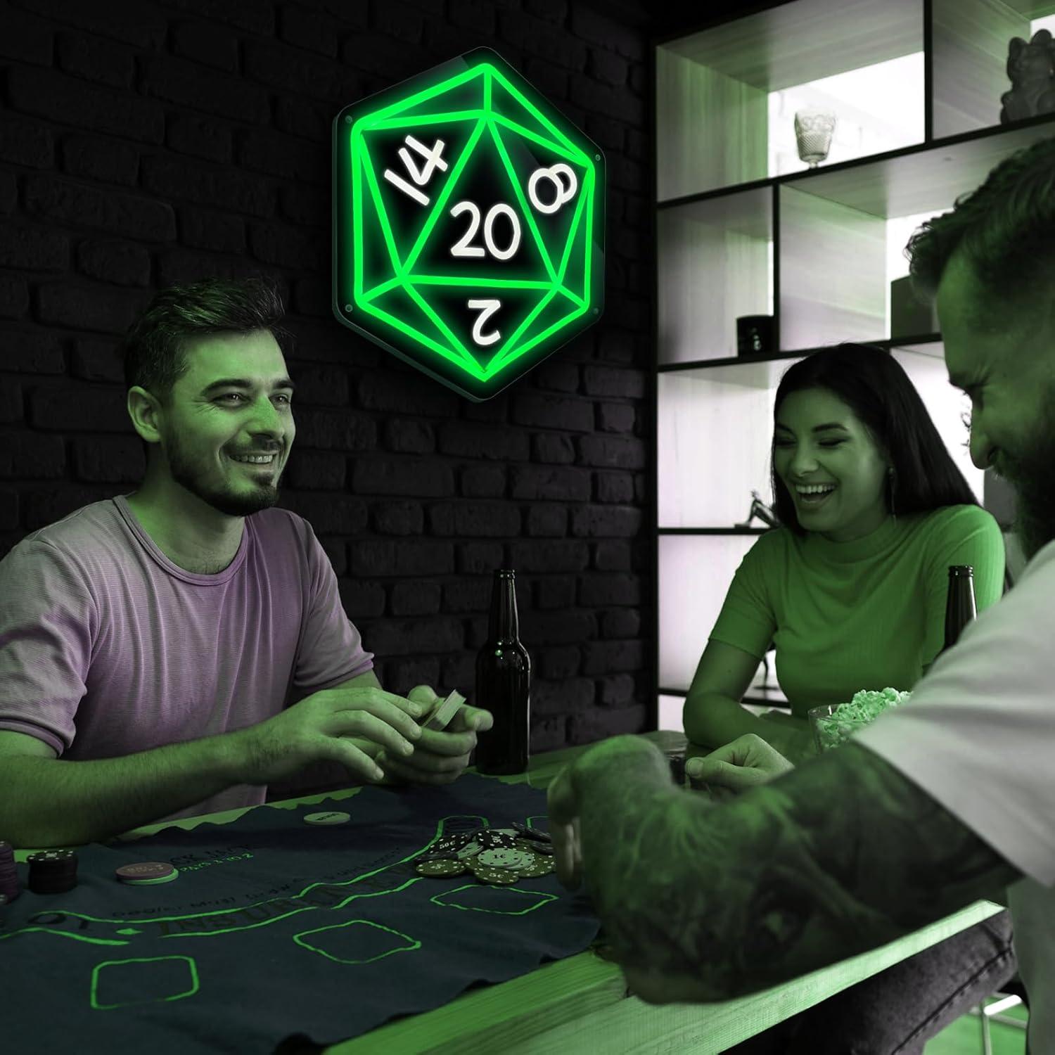 Letrero LED Neón D20 DOCRAGI para Decoración de Juegos 32.3x27.9 cm