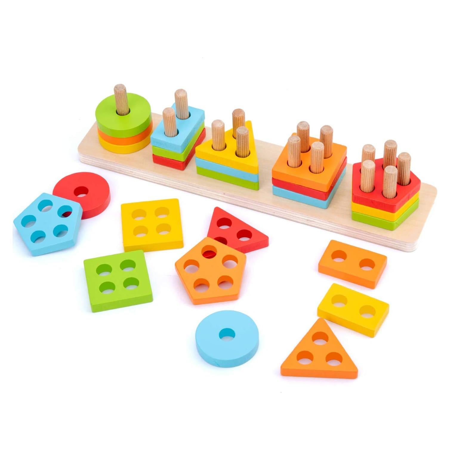 Juguete de Clasificación de Madera WOOD CITY 5 Formas Educativo
