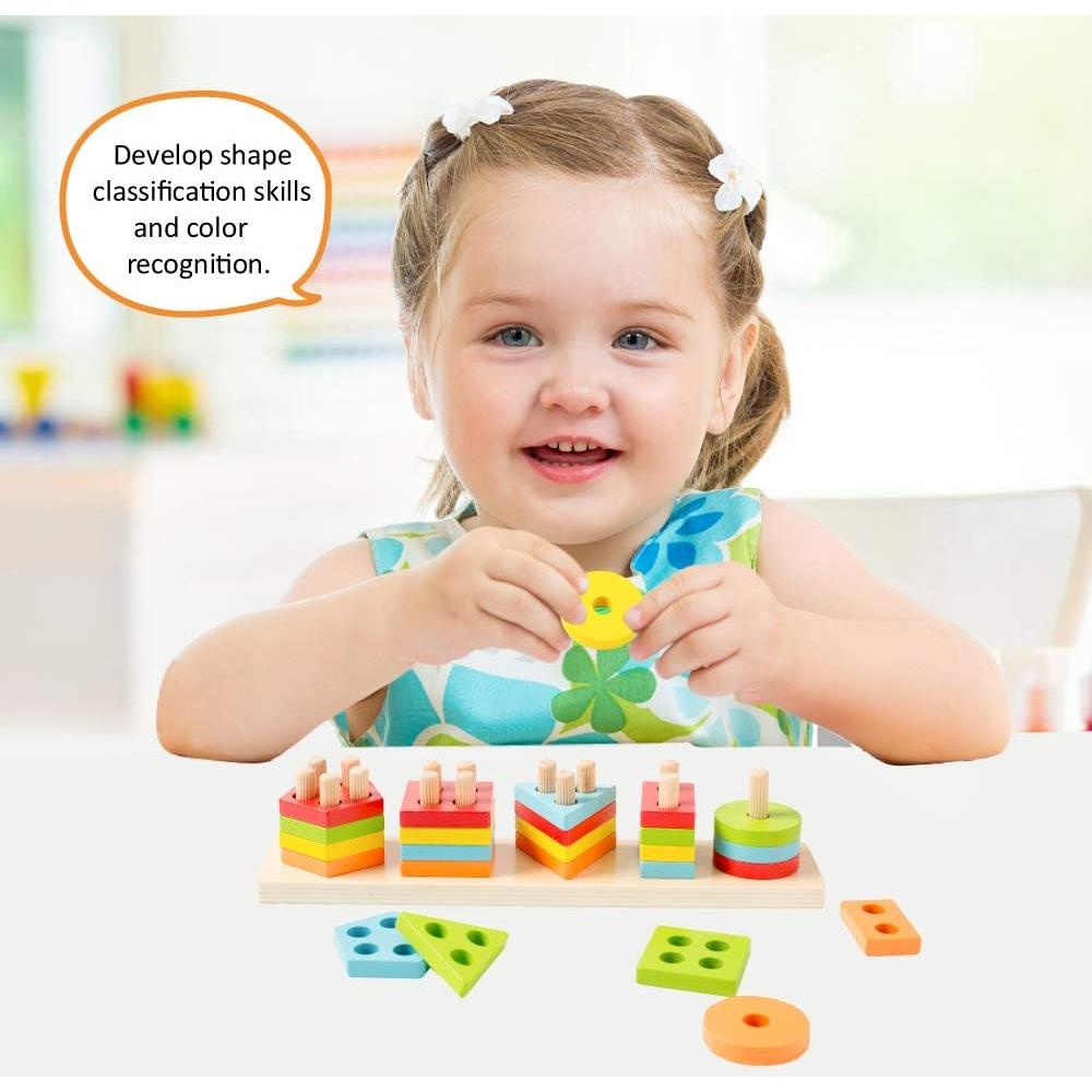 Juguete de Clasificación de Madera WOOD CITY 5 Formas Educativo