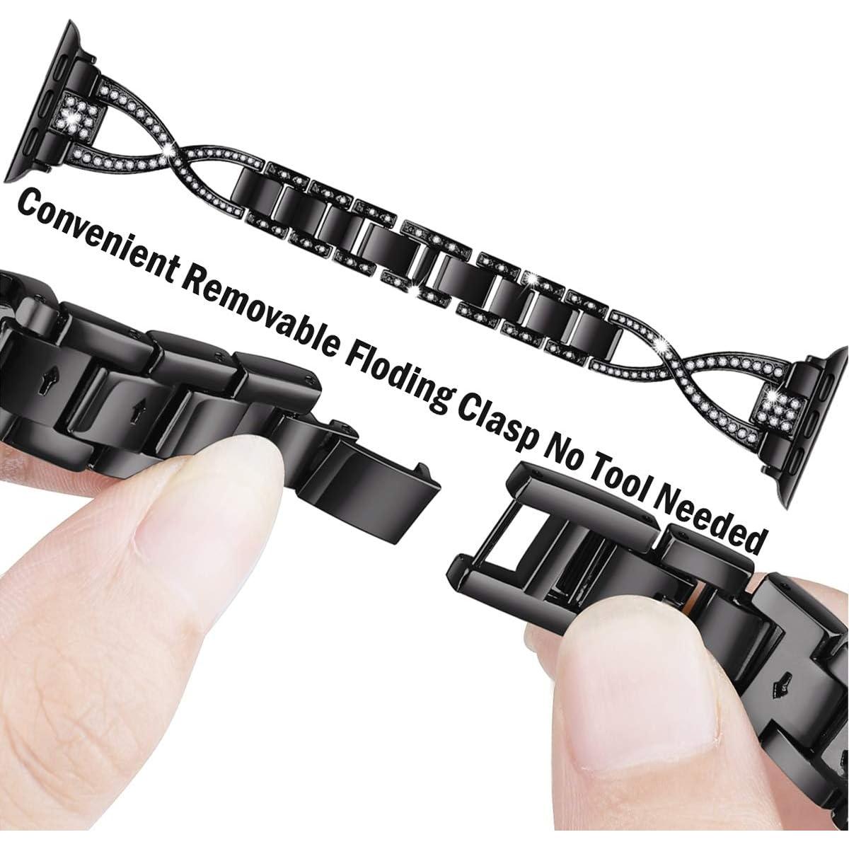 Banda de Apple Watch 38mm 40mm 41mm 42mm JFdragon Negra Ajustable