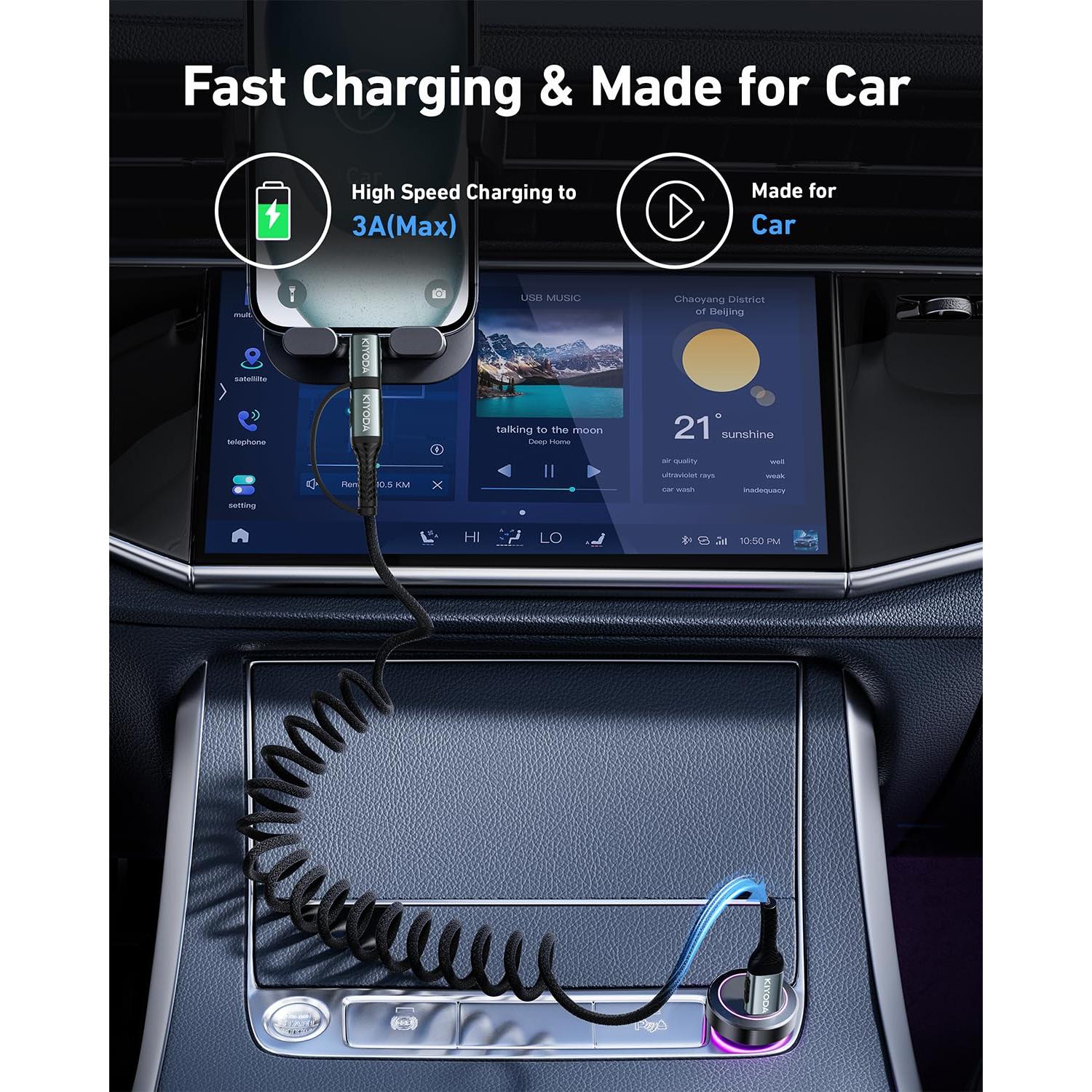 Cable USB C a Lightning 3FT KIYODA 2 en 1 Carga Rápida