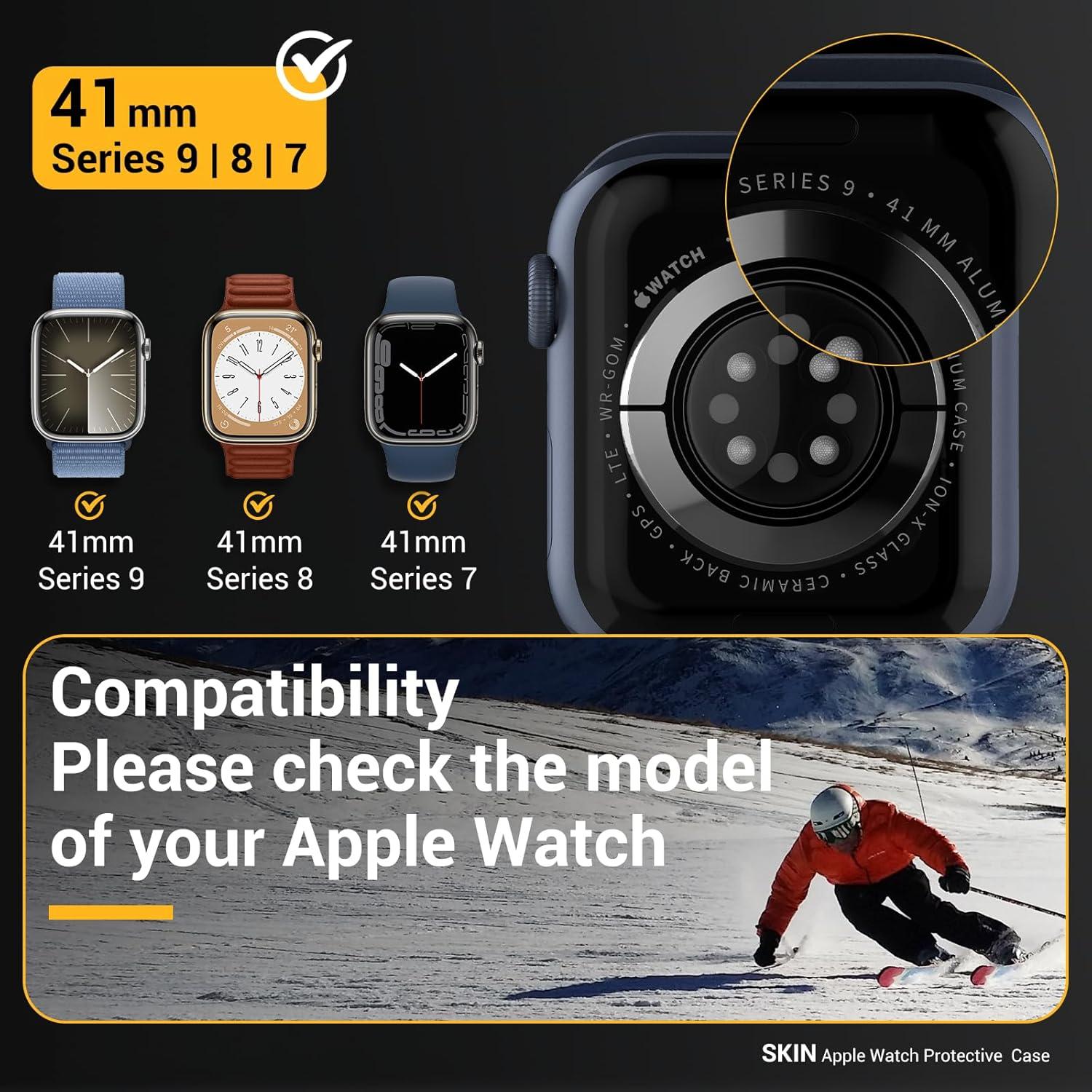 Funda Protectora MAGEASY para Apple Watch 41mm - Silicona Negra