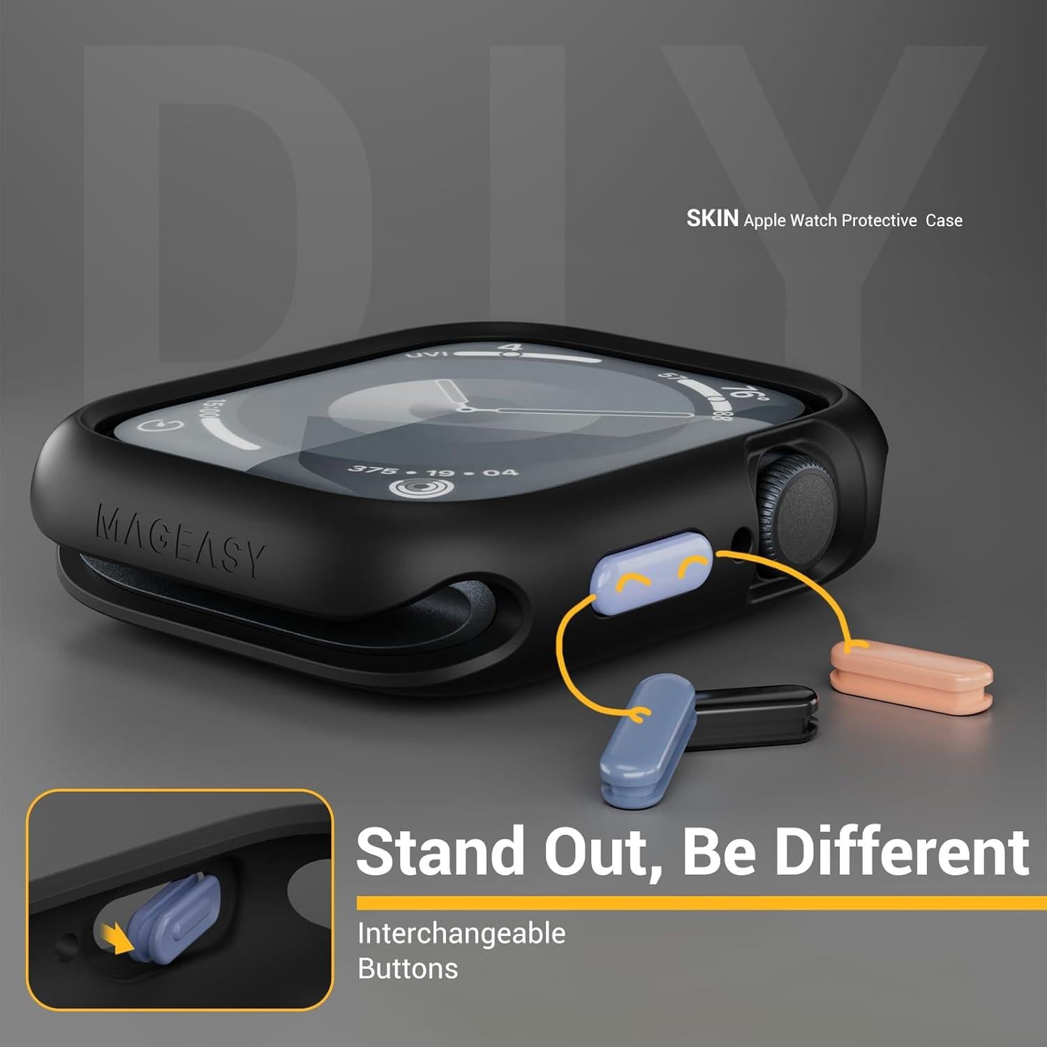 Funda Protectora MAGEASY para Apple Watch 41mm - Silicona Negra