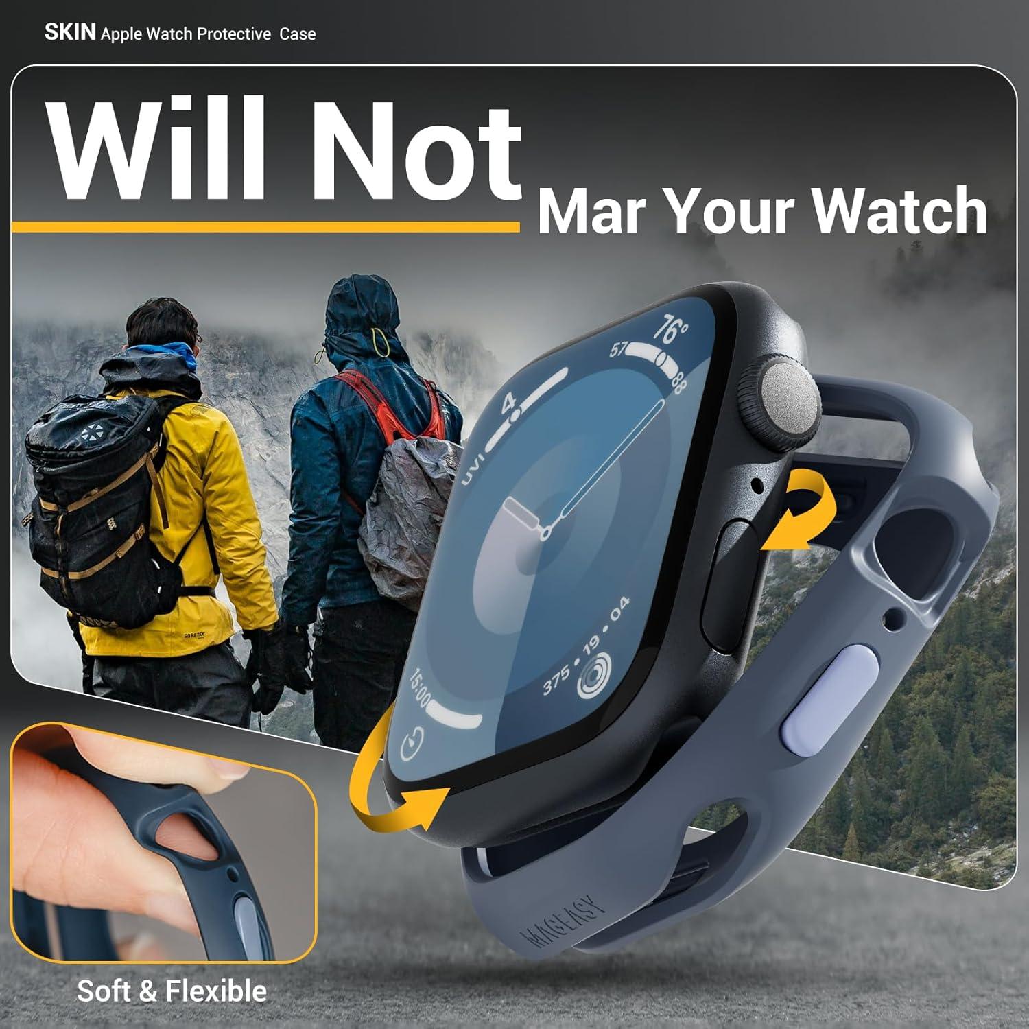 Funda Protectora MAGEASY para Apple Watch 41mm - Silicona Negra