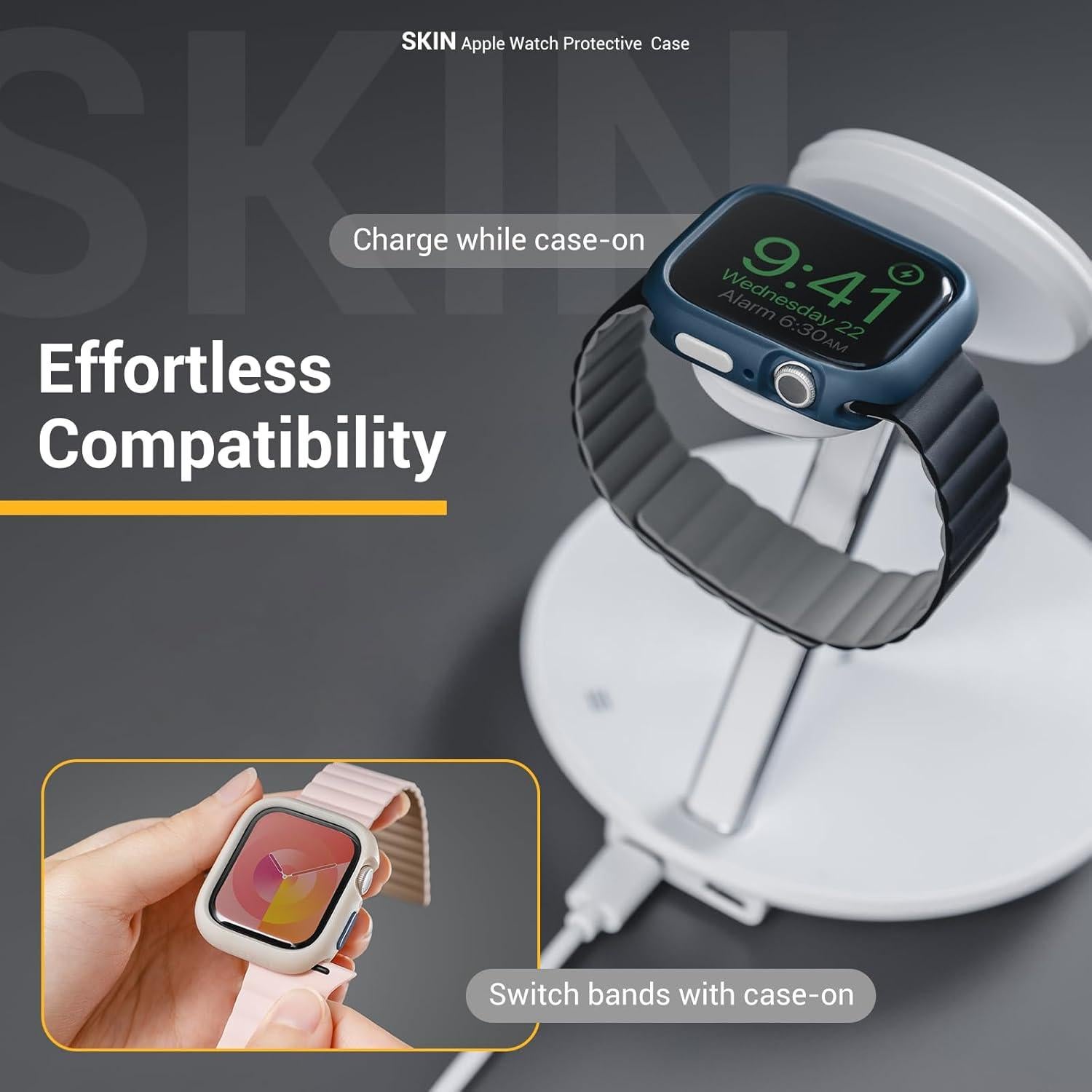 Funda Protectora MAGEASY para Apple Watch 41mm - Silicona Negra