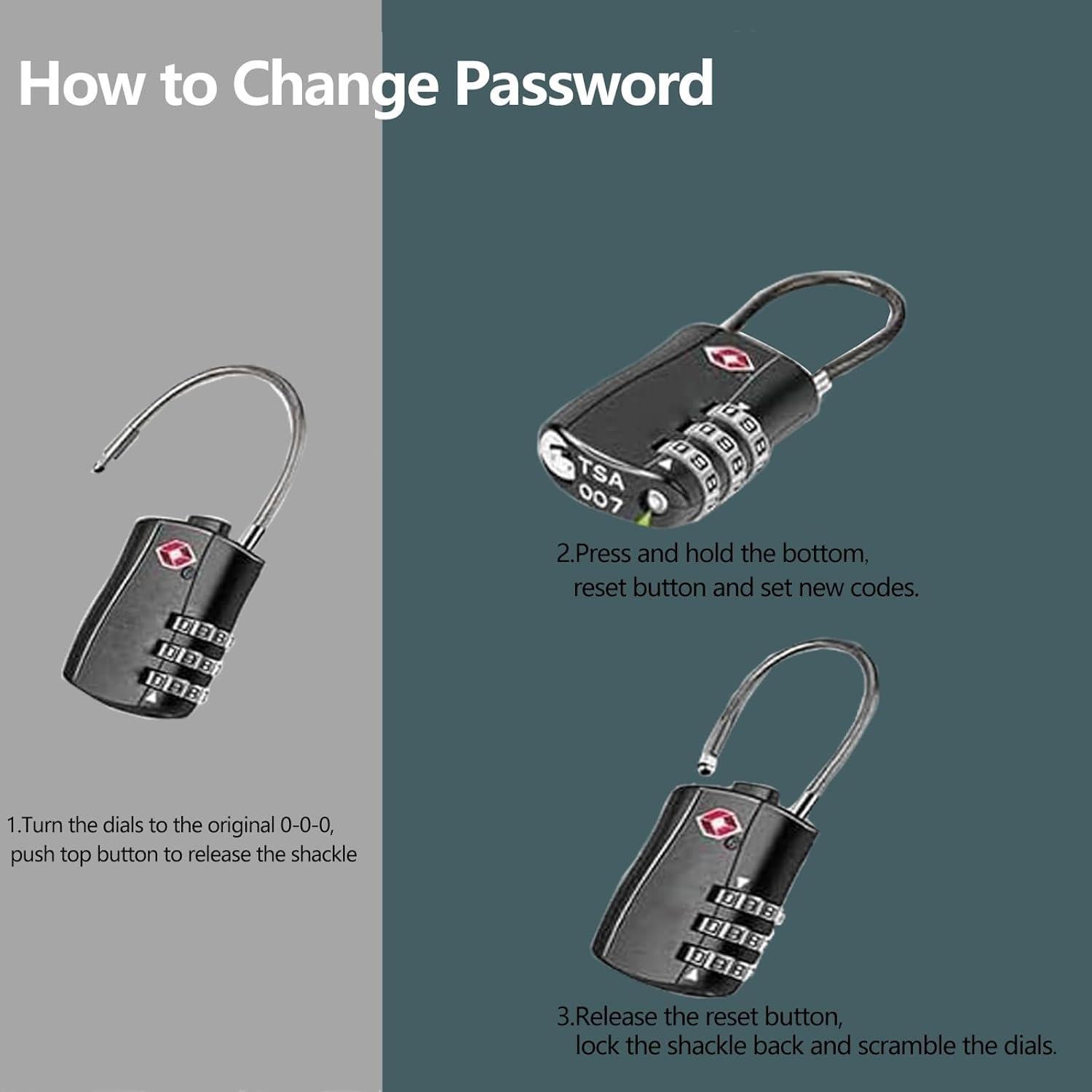 Candado TSA Duslang Negro para Equipaje y Mochilas - Reajustable