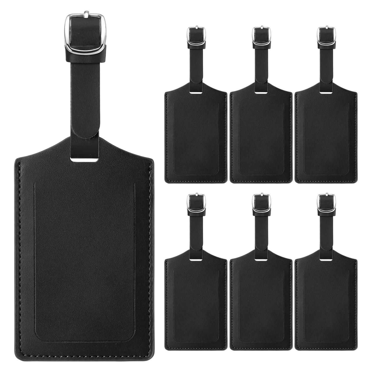 Etiquetas de Equipaje de Cuero PU Weewooday - 8 Piezas Negros