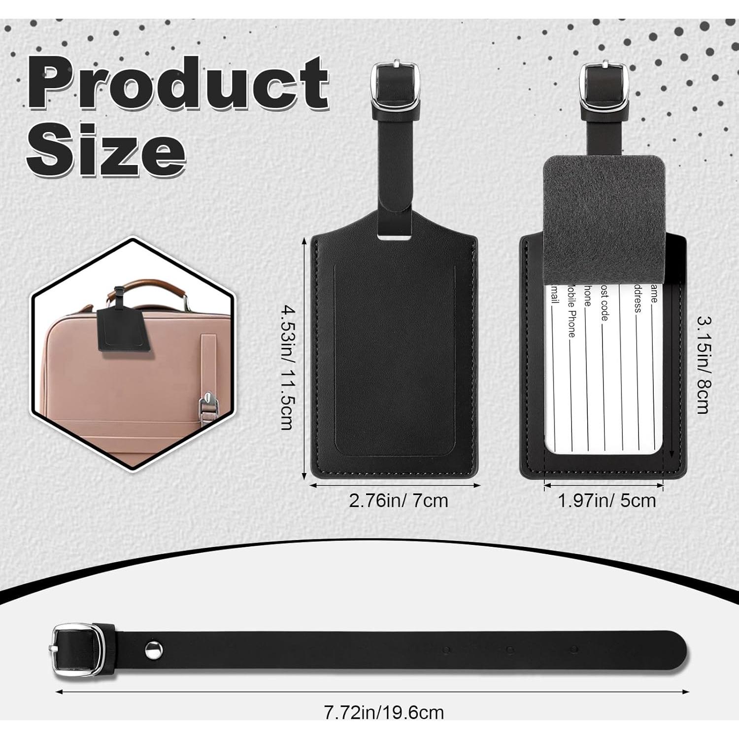 Etiquetas de Equipaje de Cuero PU Weewooday - 8 Piezas Negros