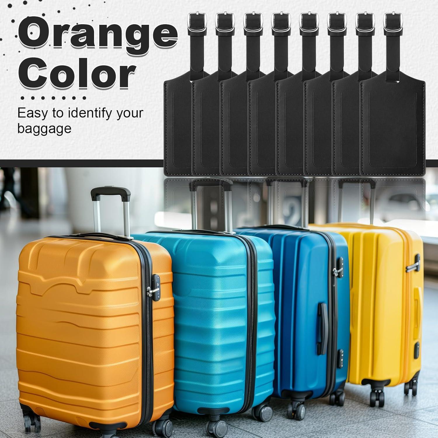 Etiquetas de Equipaje de Cuero PU Weewooday - 8 Piezas Negros