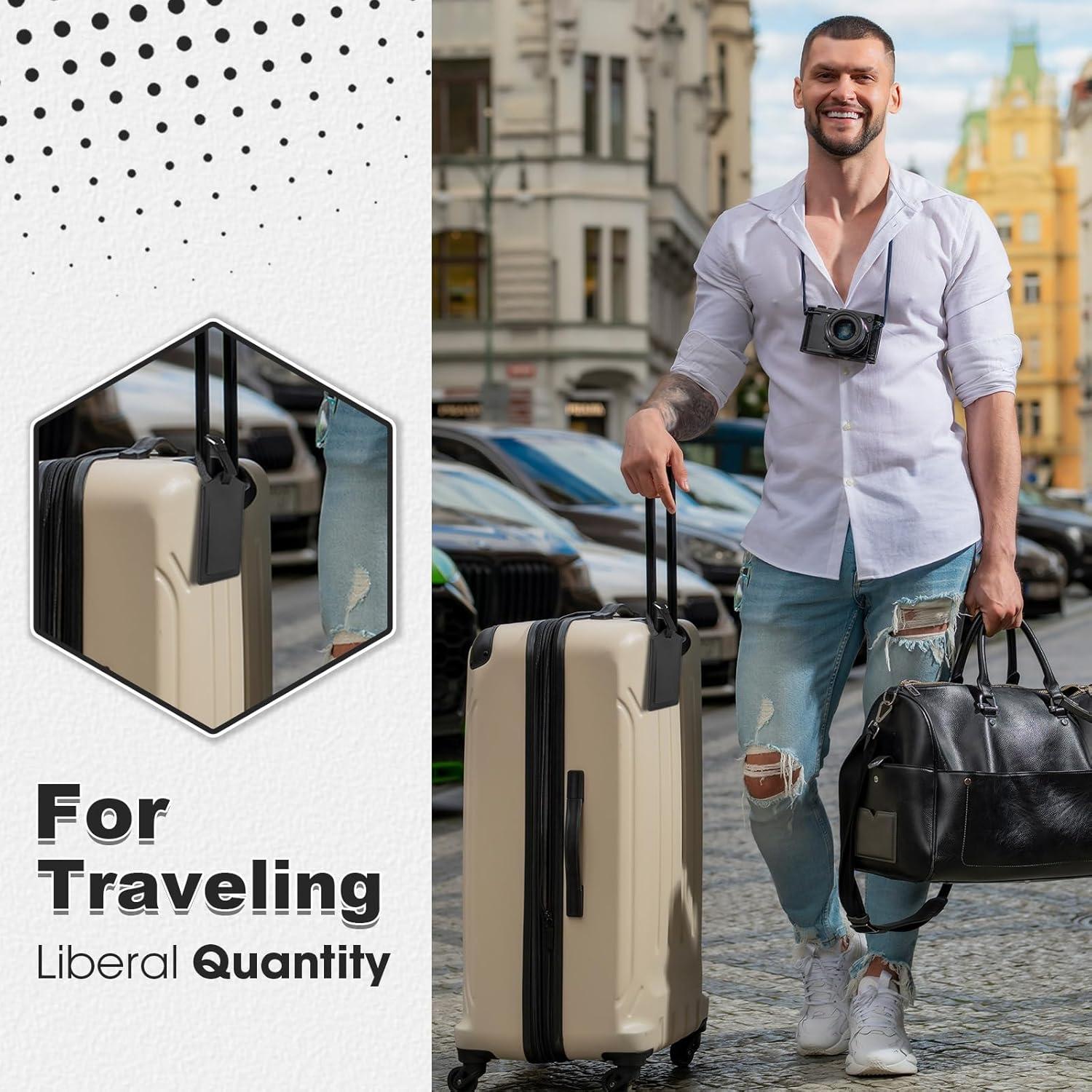 Etiquetas de Equipaje de Cuero PU Weewooday - 8 Piezas Negros