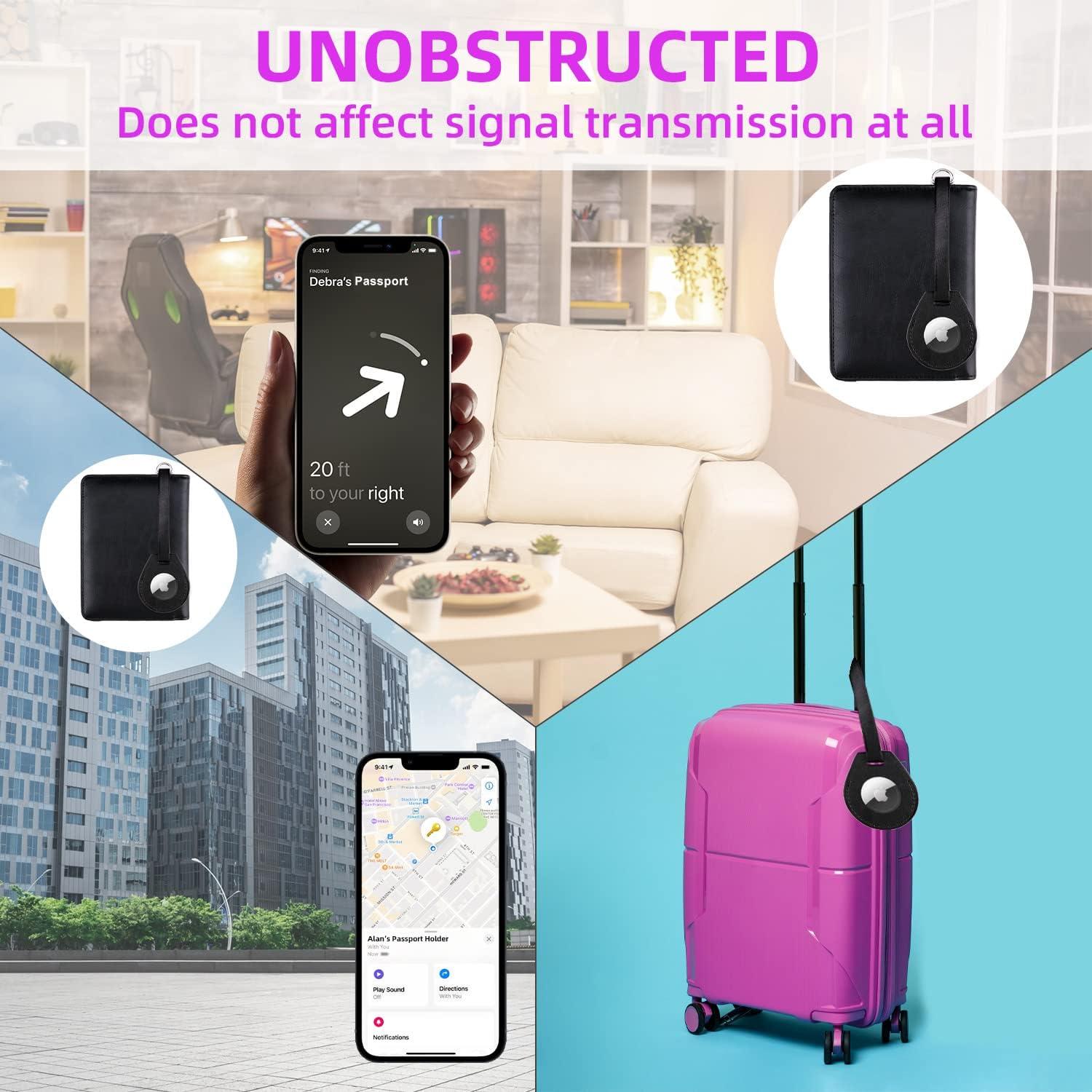 Soporte de Pasaporte WALNEW con Bloqueo RFID y AirTag Negro