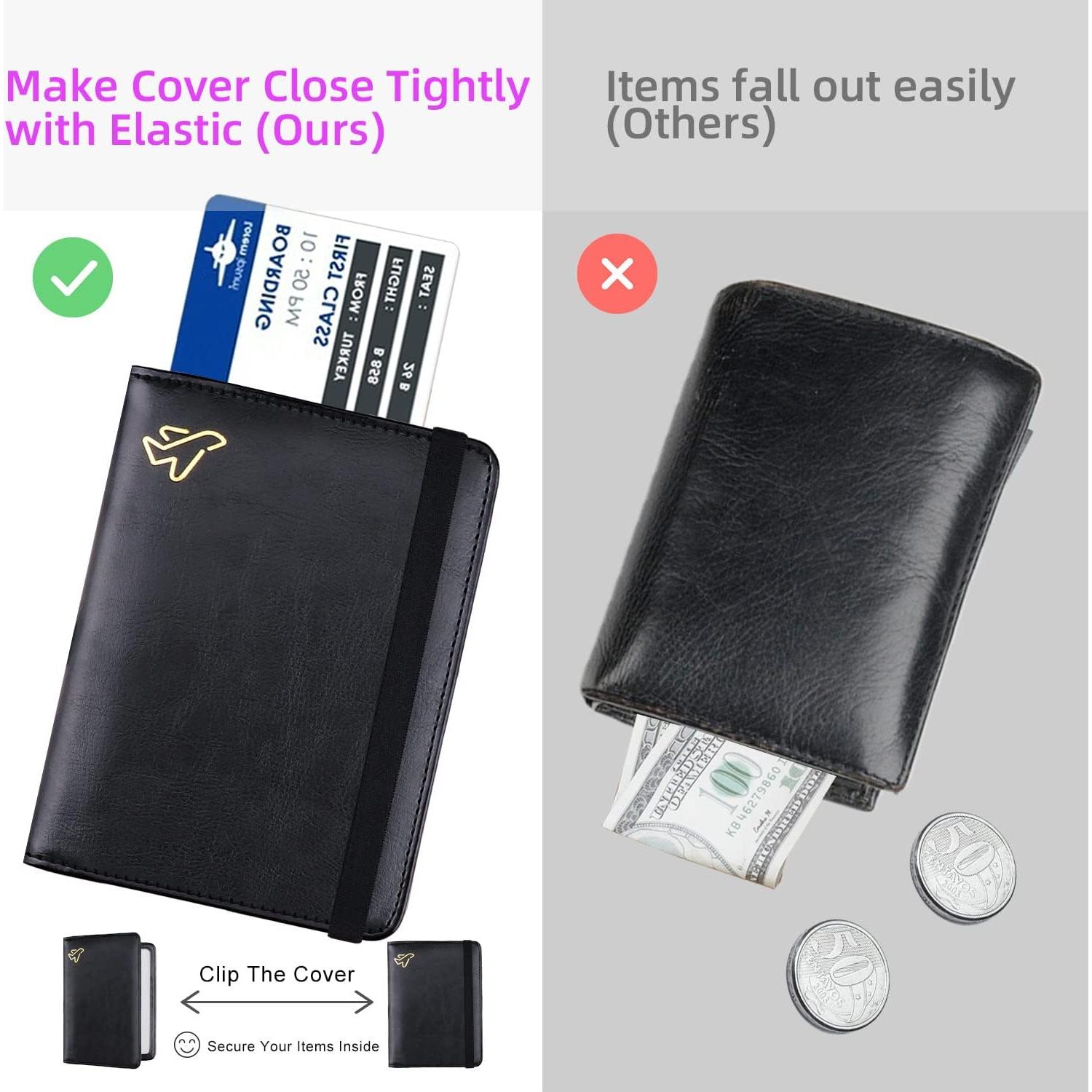 Soporte de Pasaporte WALNEW con Bloqueo RFID y AirTag Negro