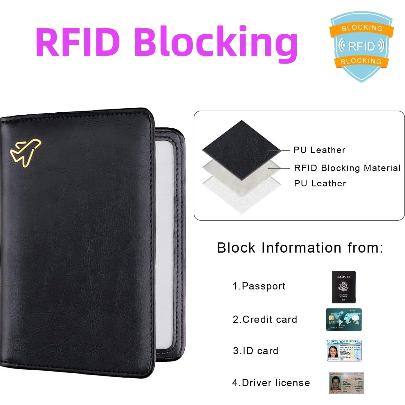 Soporte de Pasaporte WALNEW con Bloqueo RFID y AirTag Negro