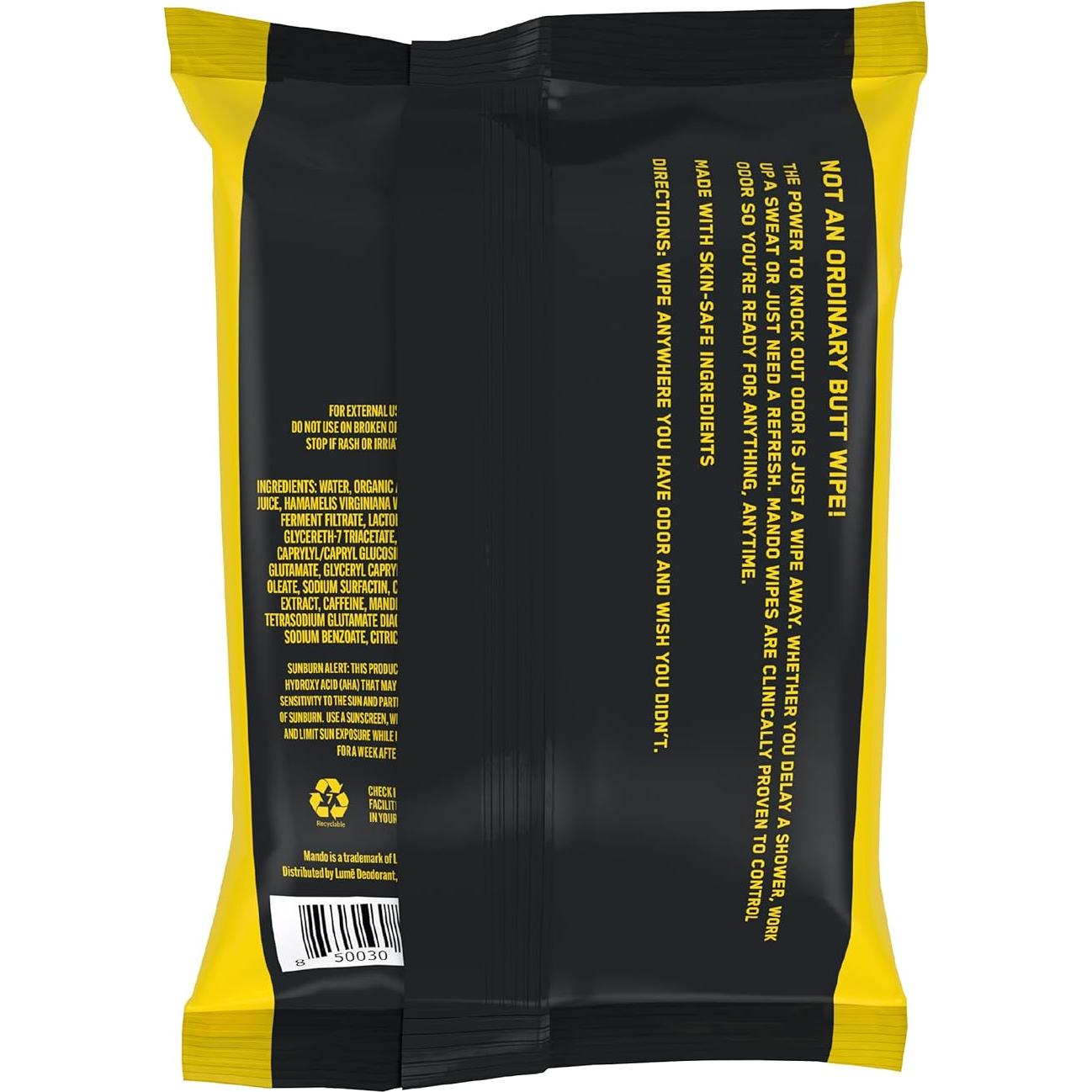 Toallitas Desodorantes Mando - Control de Olores 24 Horas - Hipoalergénicas