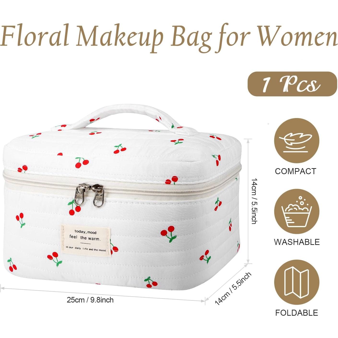 Bolsa de Maquillaje Acolchada Givurao Cereza 25.4x15.2cm