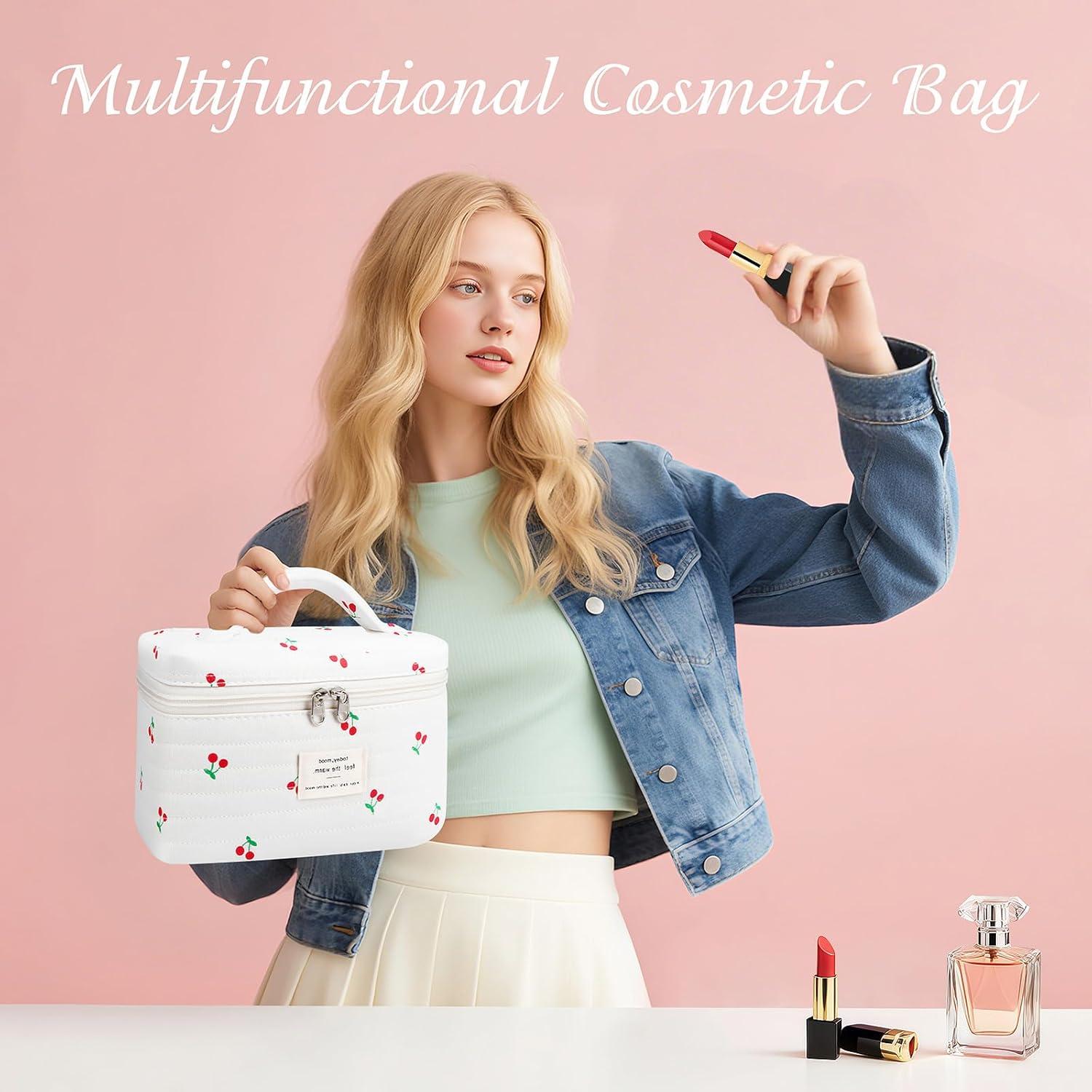 Bolsa de Maquillaje Acolchada Givurao Cereza 25.4x15.2cm