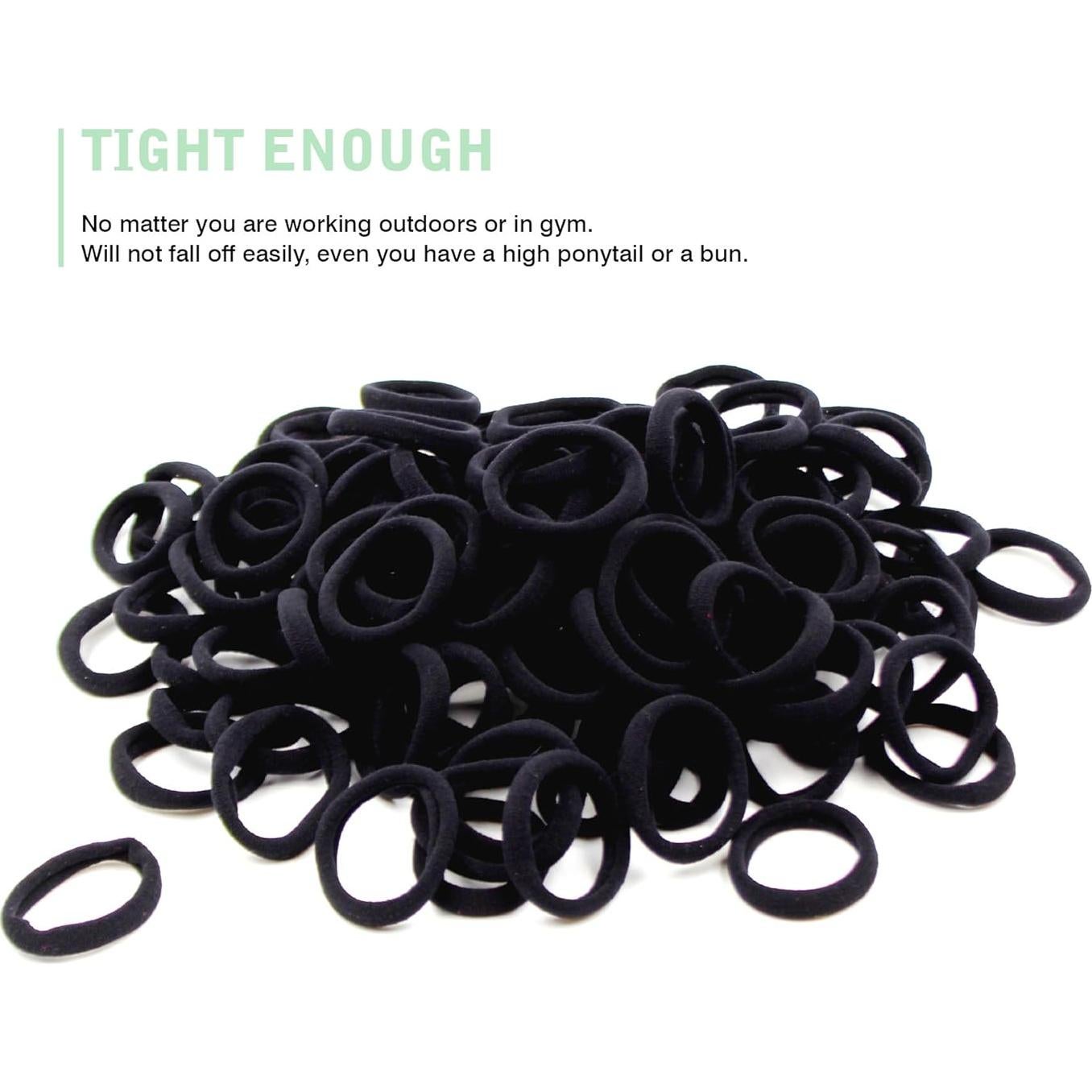 Bandas de Goma para Cabello CYWLIFE 100 PCS Negras 8.5mm