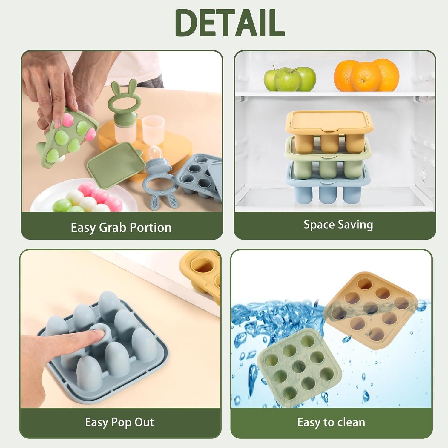 Bandeja de Congelación de Silicona WAJIAYON para Bebés - Azul