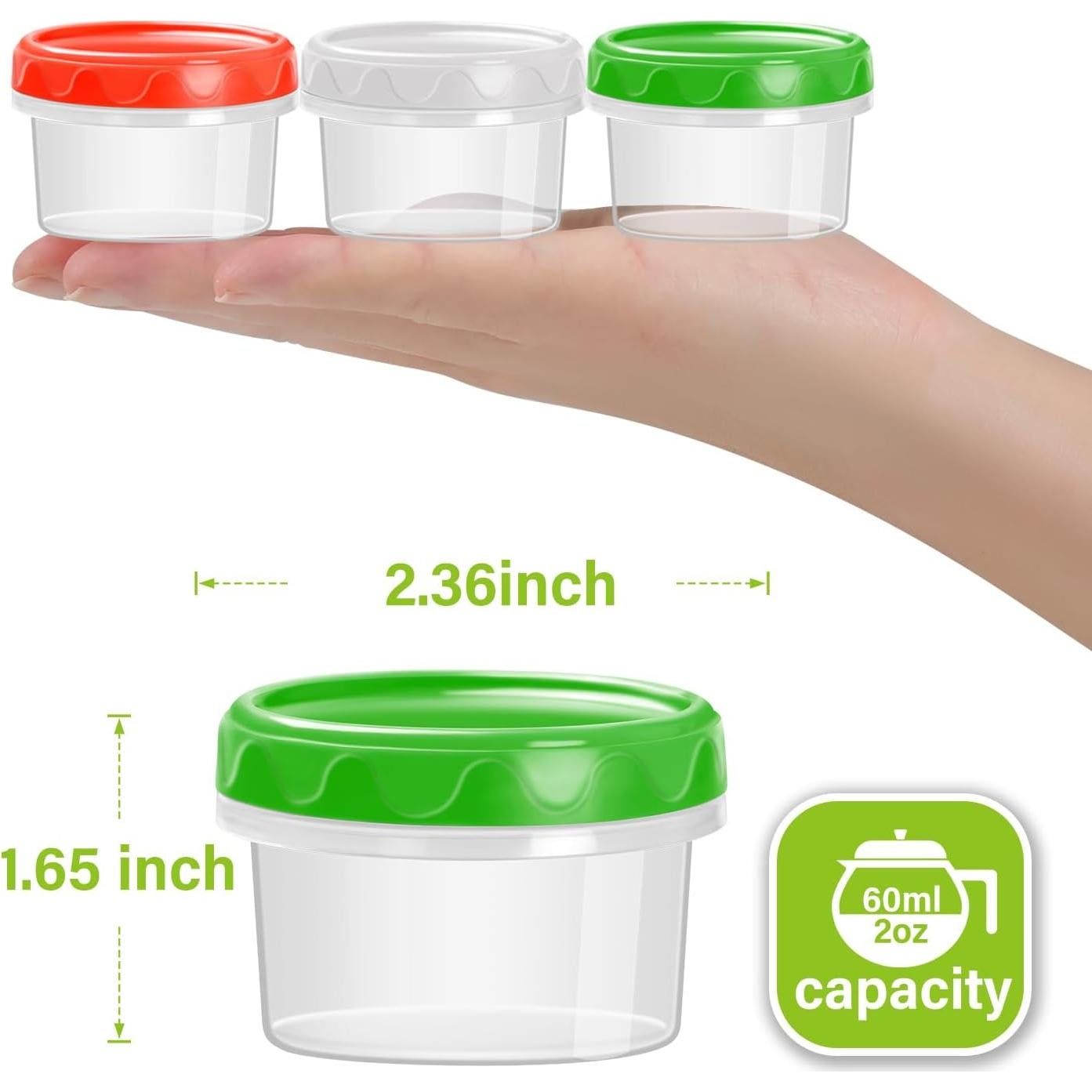 Contenedores de Plástico EONJOE 2oz Herméticos 6-pack