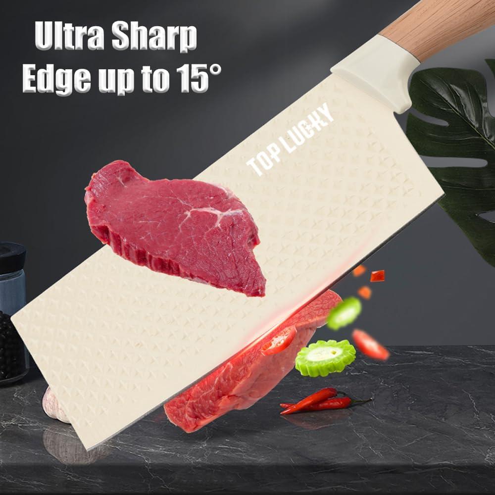 Juego de cuchillos de cocina Wiztoynia 6 piezas acero inoxidable beige