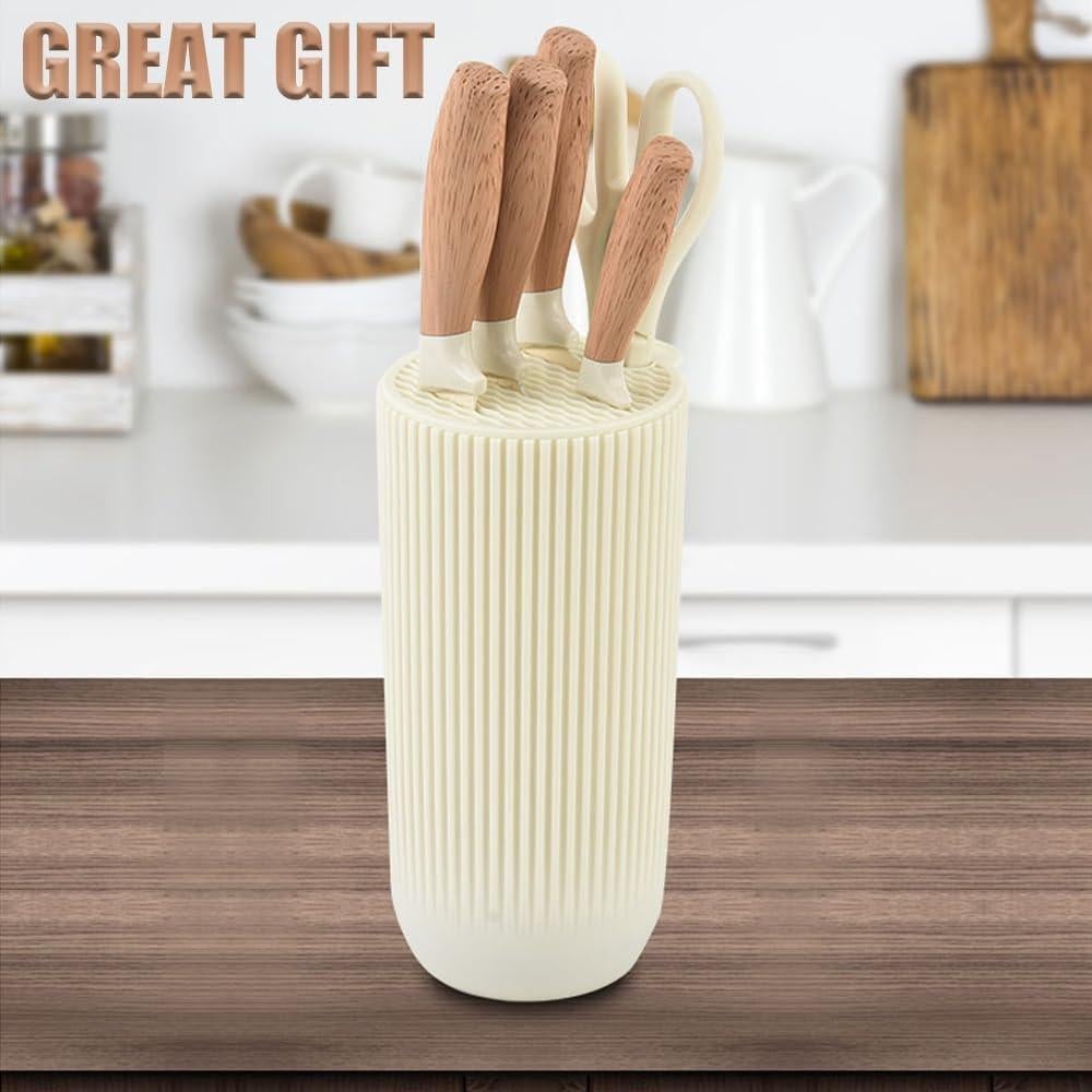 Juego de cuchillos de cocina Wiztoynia 6 piezas acero inoxidable beige