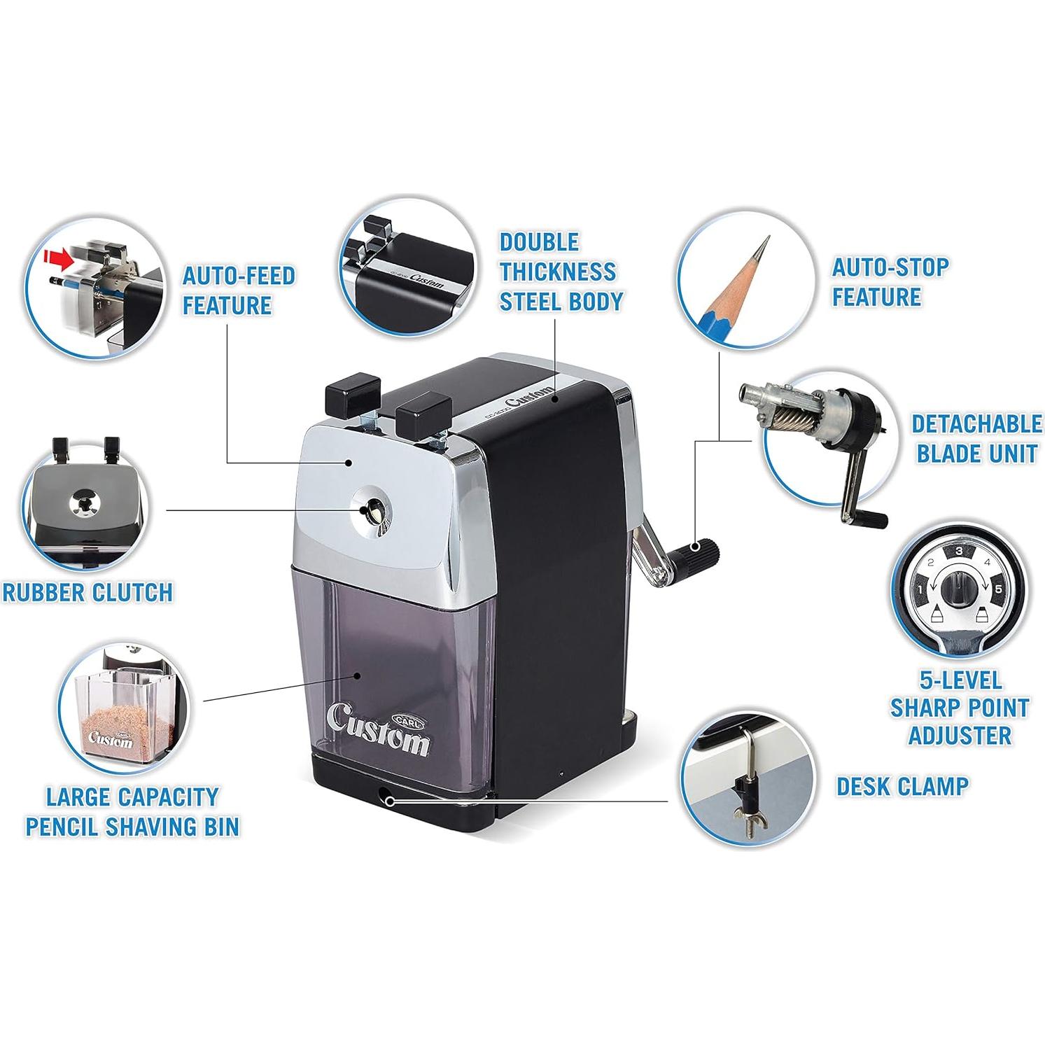 Afilador de Lápices CARL CC-2000 Manual Negro 5 Puntos