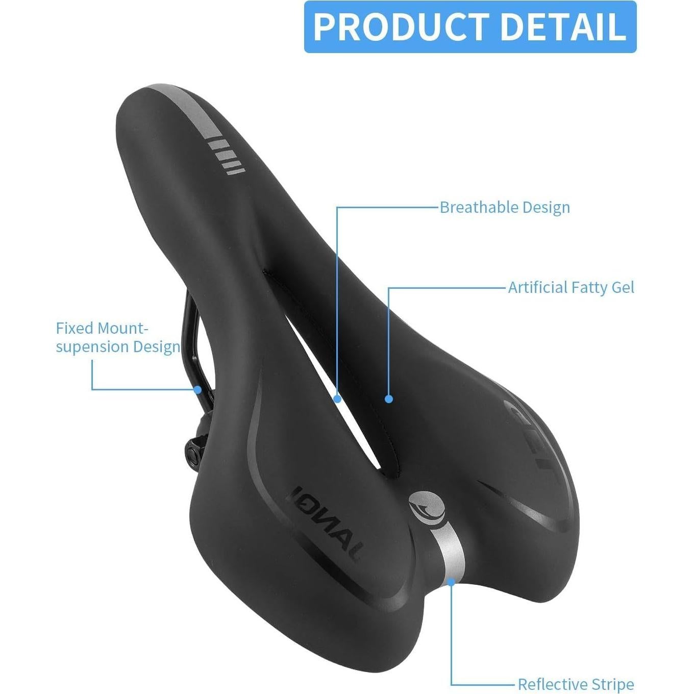 Asiento de Bicicleta Gel MSDADA Impermeable y Cómodo 28x17cm