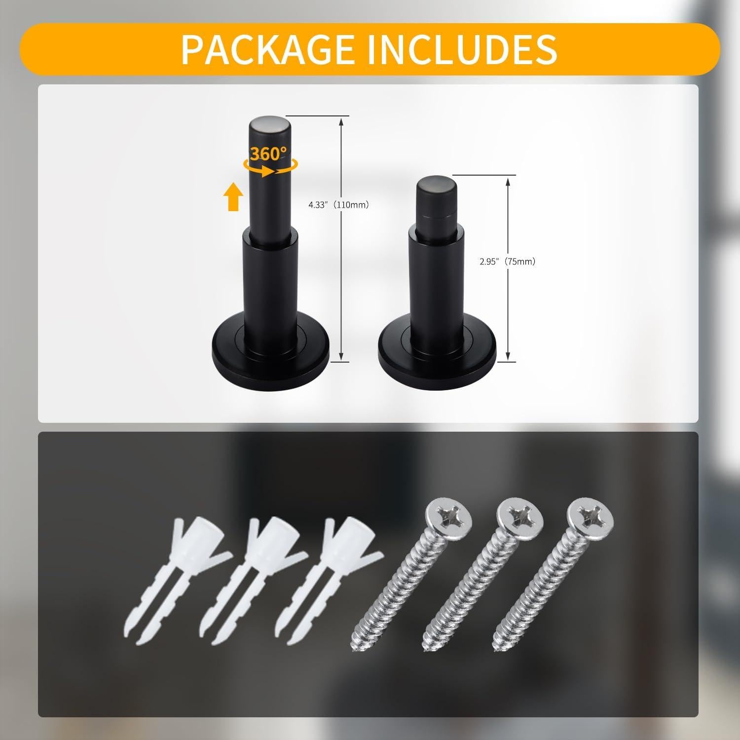 Tope de puerta ajustable TOPTAKE acero inoxidable 304 negro