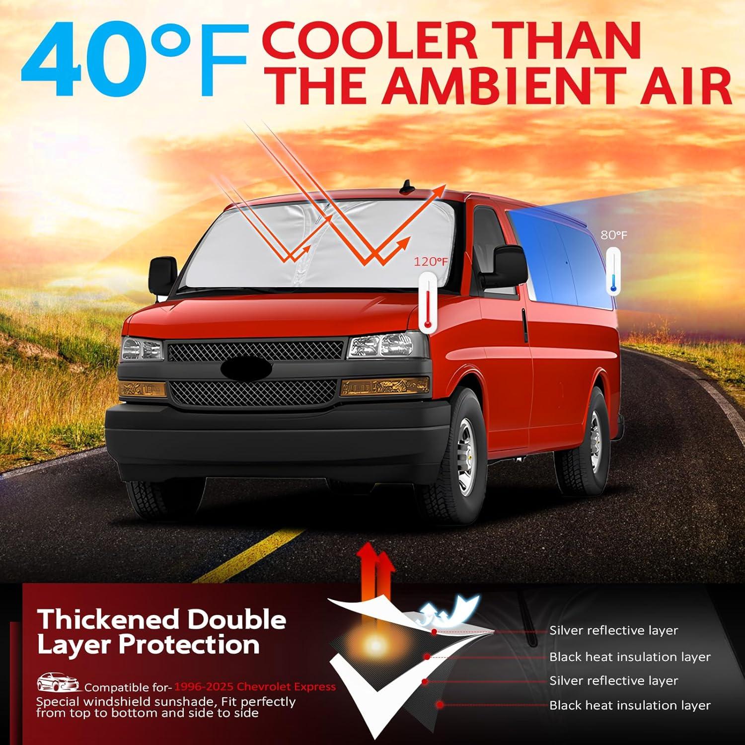 Protector Solar KAYZT para Parabrisas Chevy Express 1996-2026