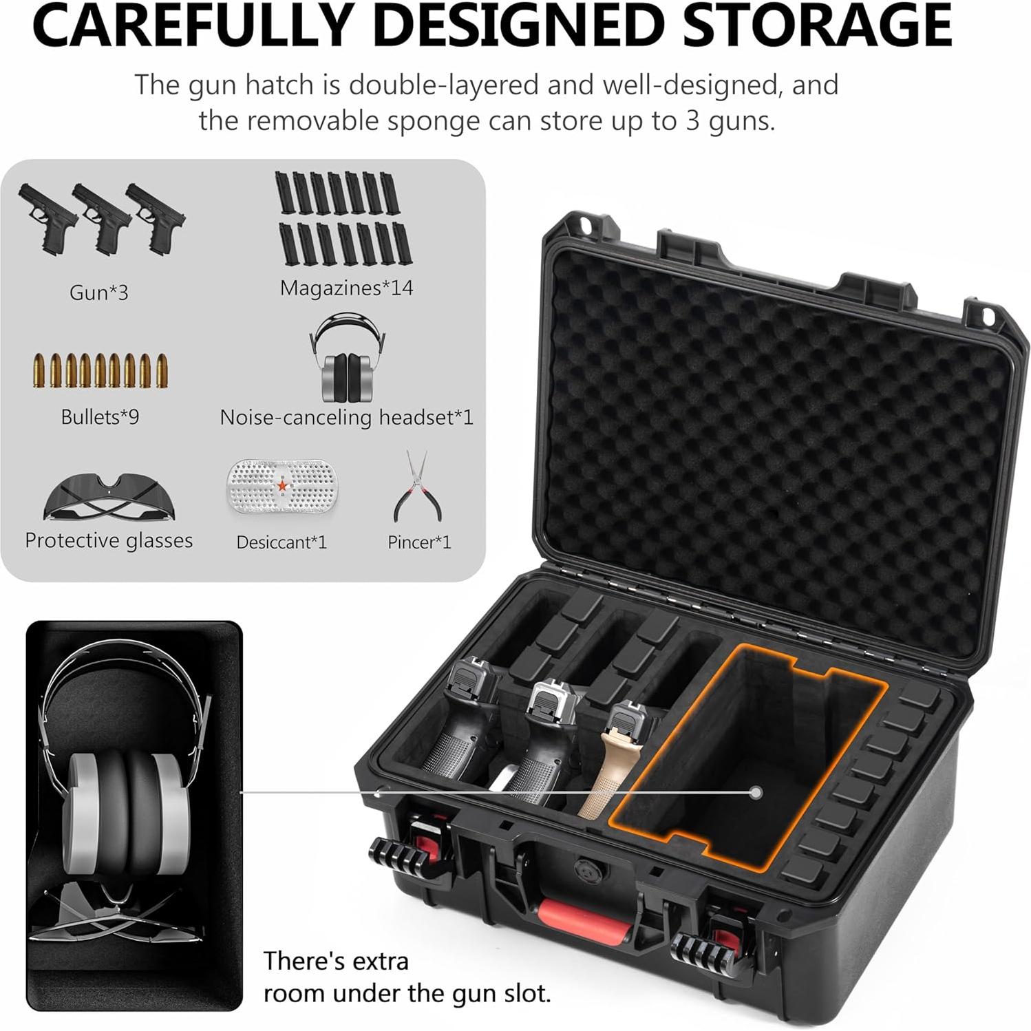 Estuche Duro Kinghardcase para 5 Pistolas y 21 Revistas