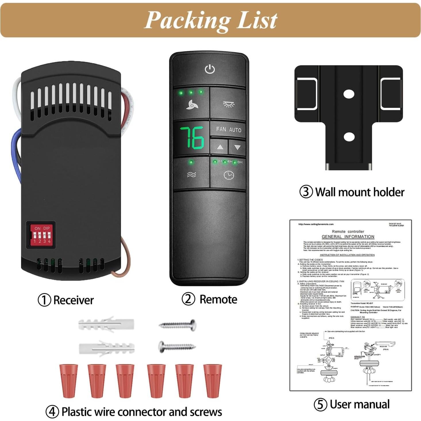 Control Remoto Universal para Ventilador de Techo Prichor HD3