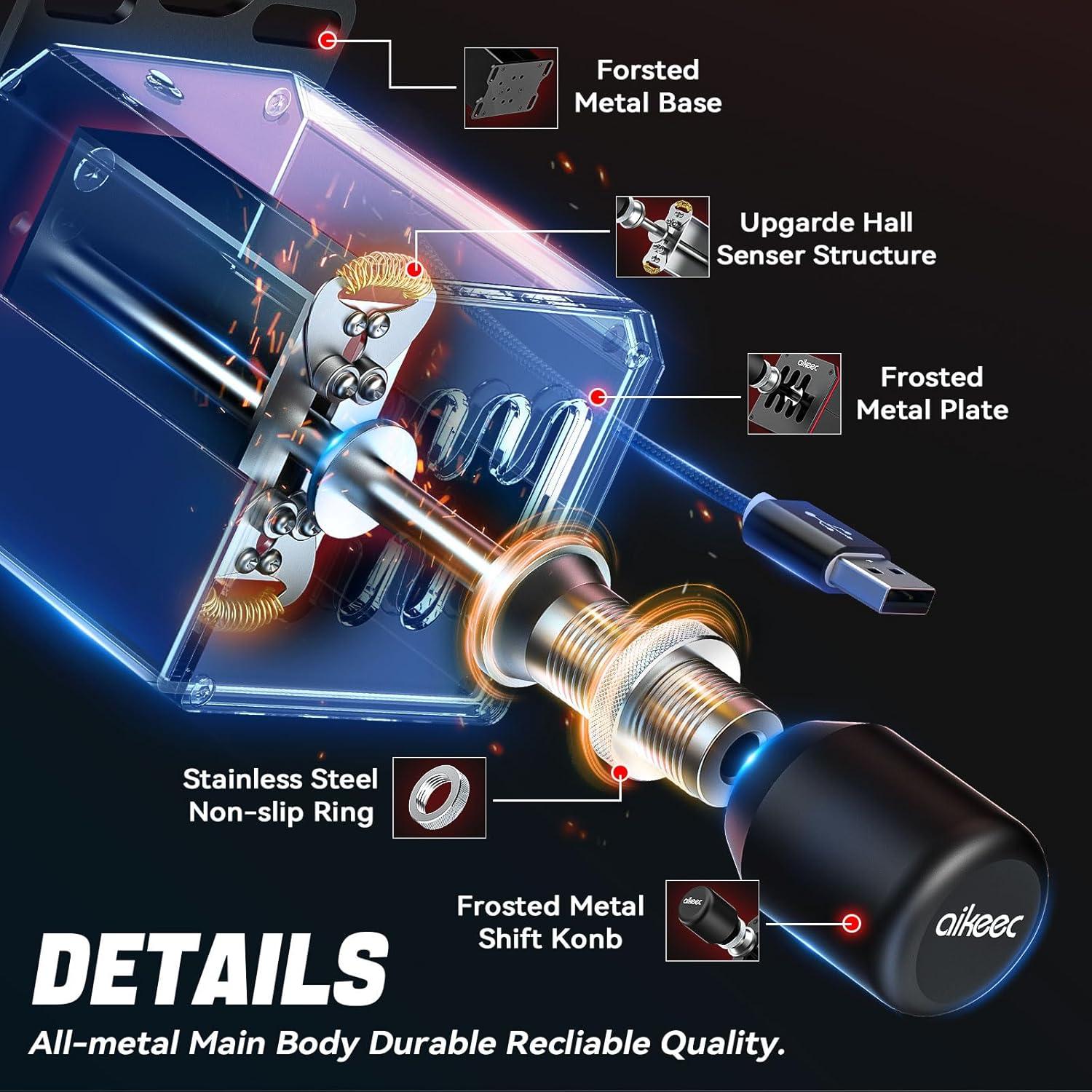 Palanca de Cambios USB aikeec 6+R para Simulador de Carreras