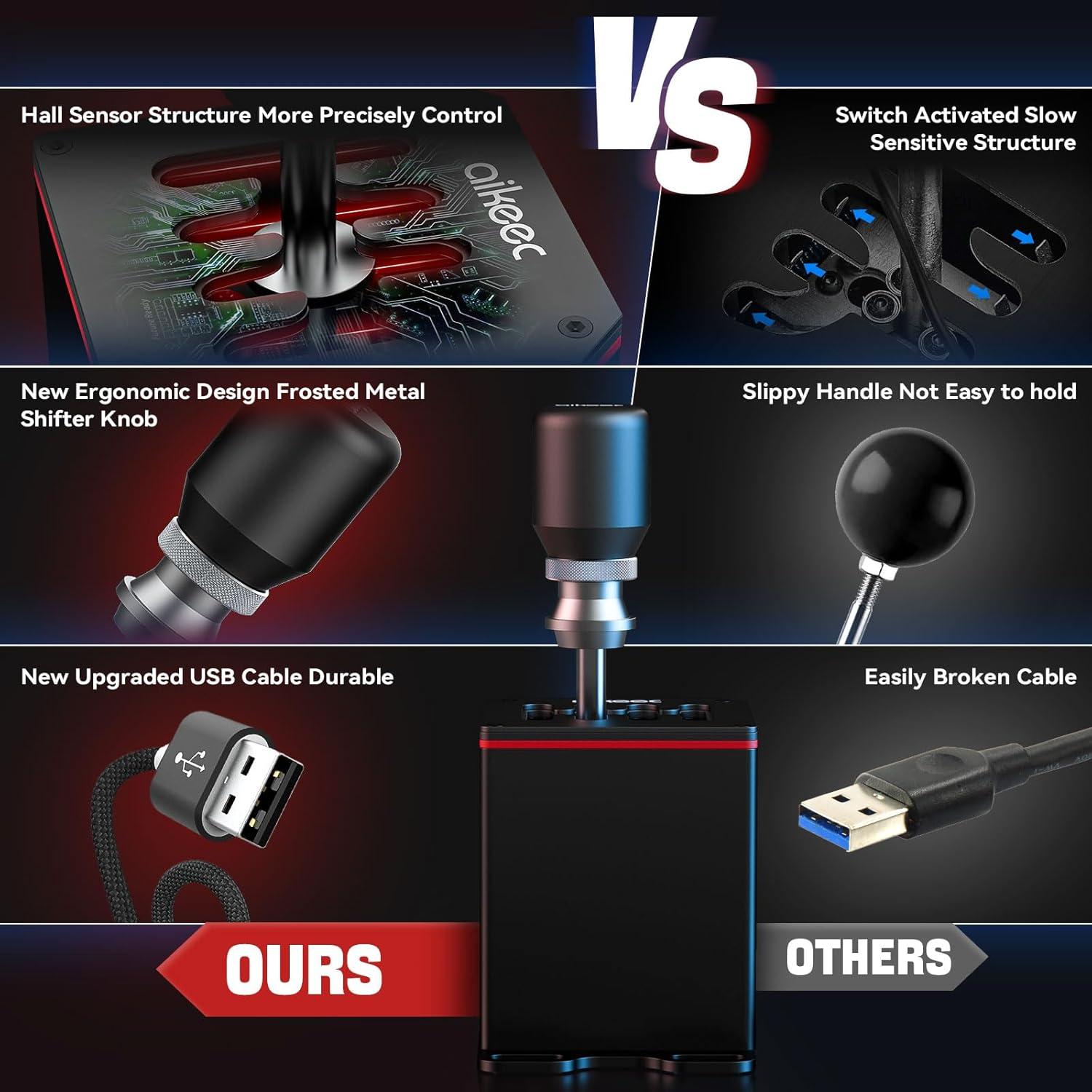 Palanca de Cambios USB aikeec 6+R para Simulador de Carreras