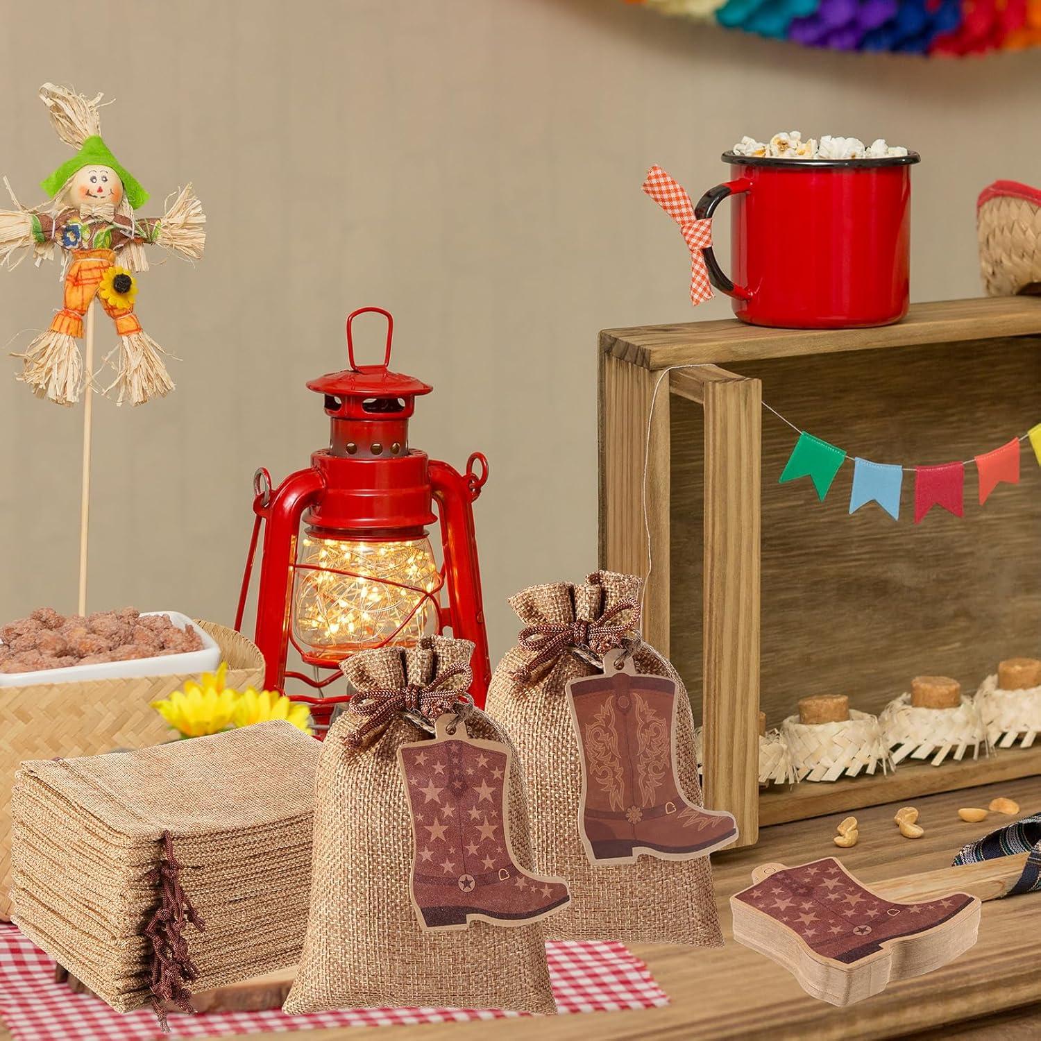 50 Bolsas de Yute Mooliwe con Cierre y Etiquetas Vaqueras