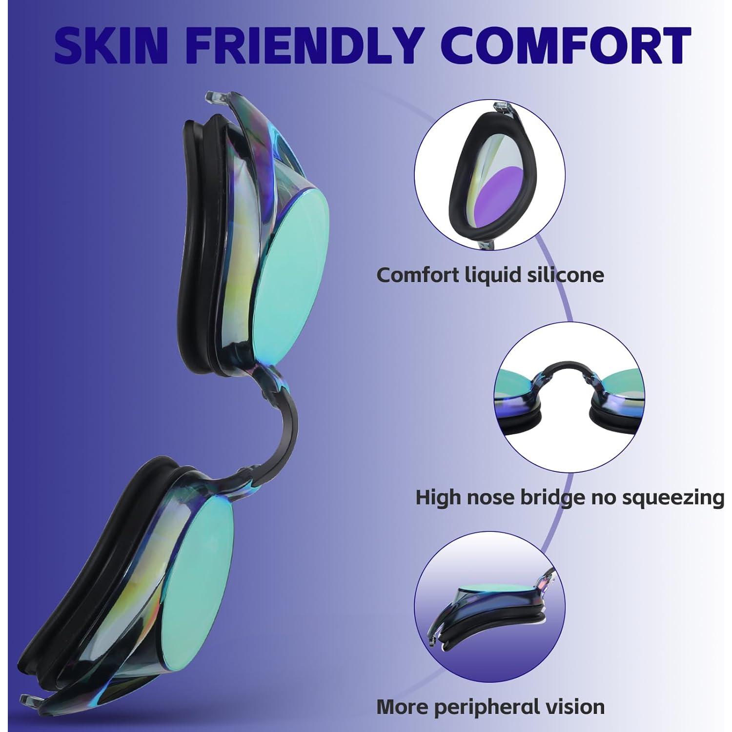 Gafas de Natación ITOWE Adultos 180° Vista Panorámica Azul/Negro