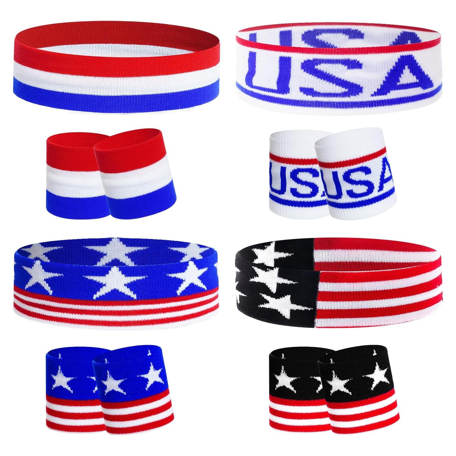 Conjunto Diadema y Muñequera Bandera Americana Unisex