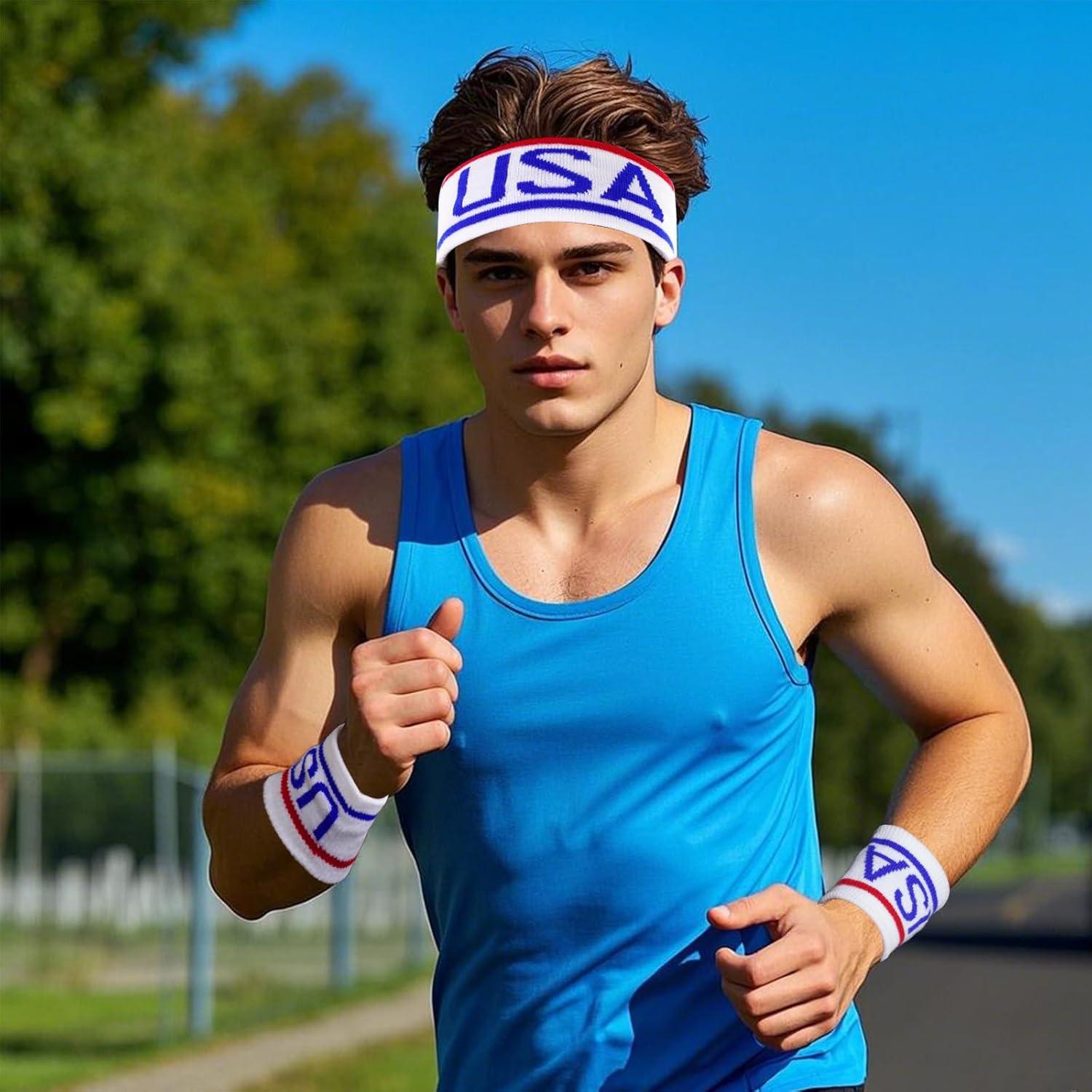 Conjunto Diadema y Muñequera Bandera Americana Unisex