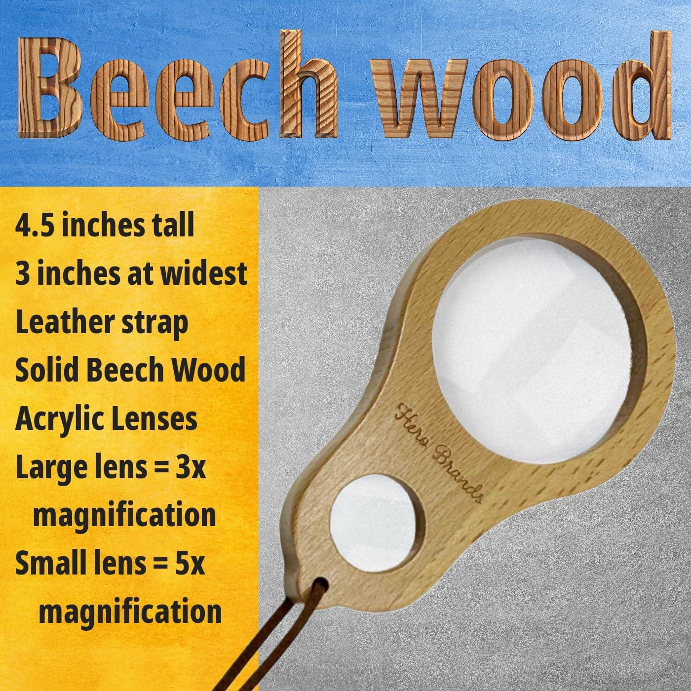 Conjunto de Aventura Hero Brands - 2 Lupas de Madera 3x y 5x