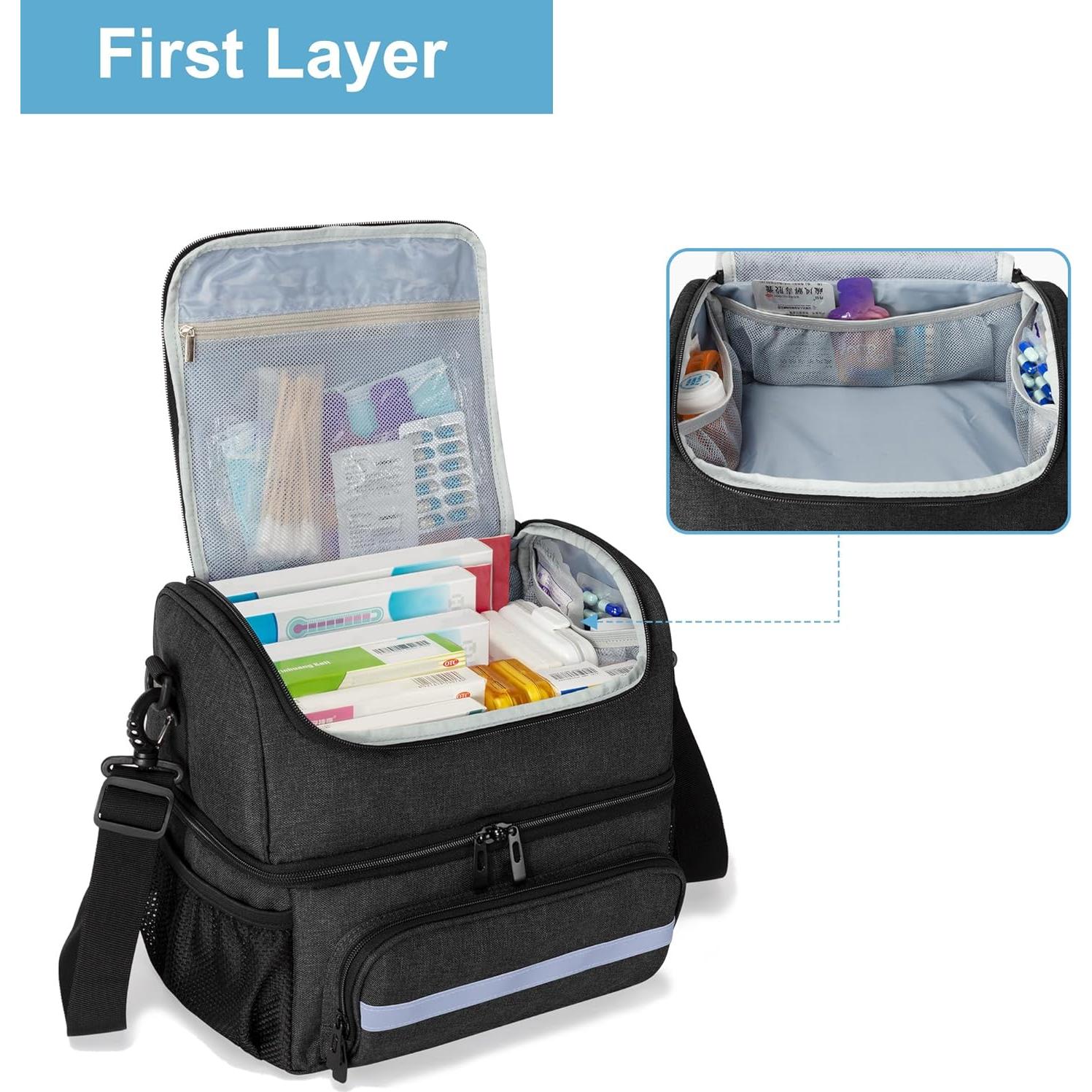 Bolsa de Almacenamiento de Medicamentos CURMIO Negra 29.5x19.1cm