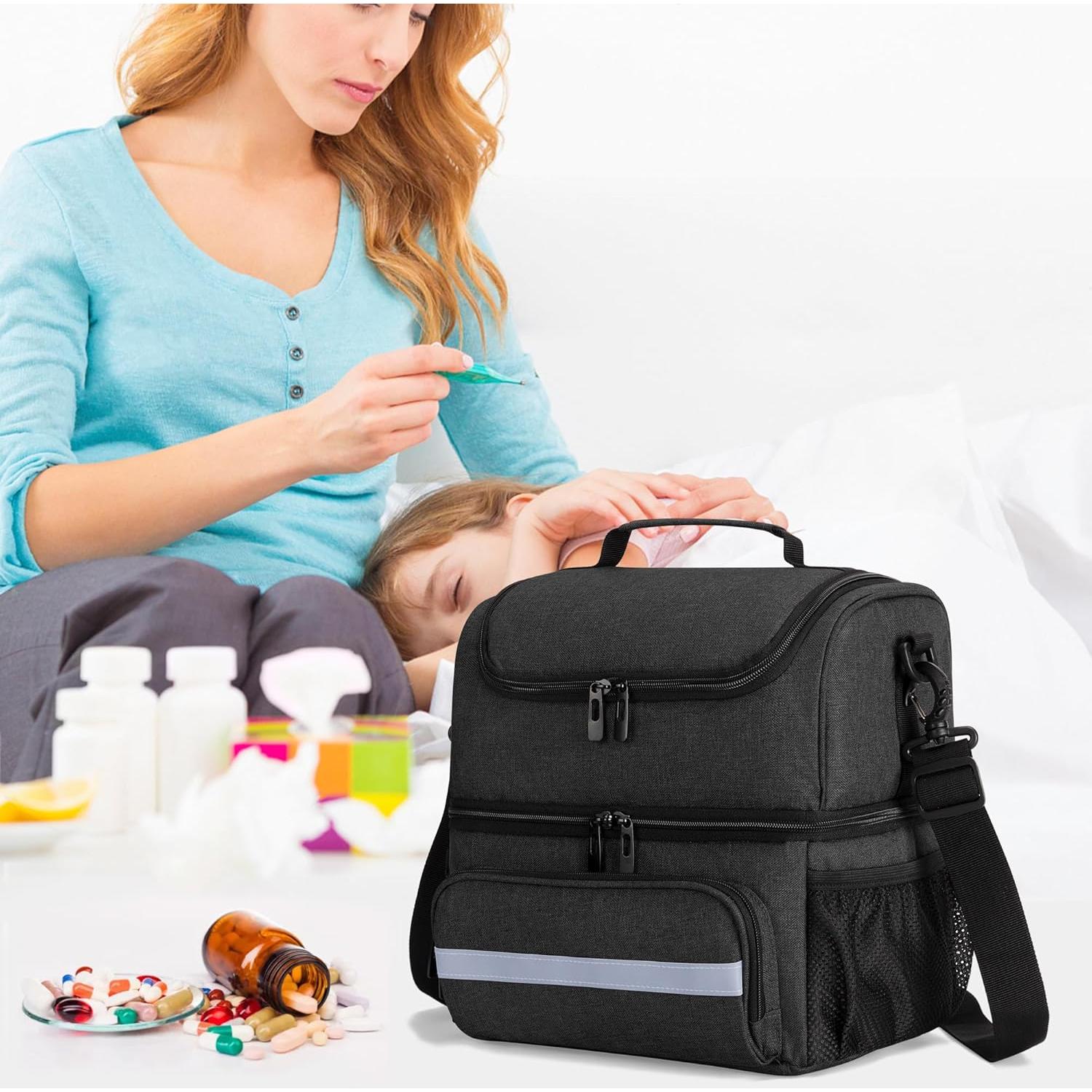 Bolsa de Almacenamiento de Medicamentos CURMIO Negra 29.5x19.1cm