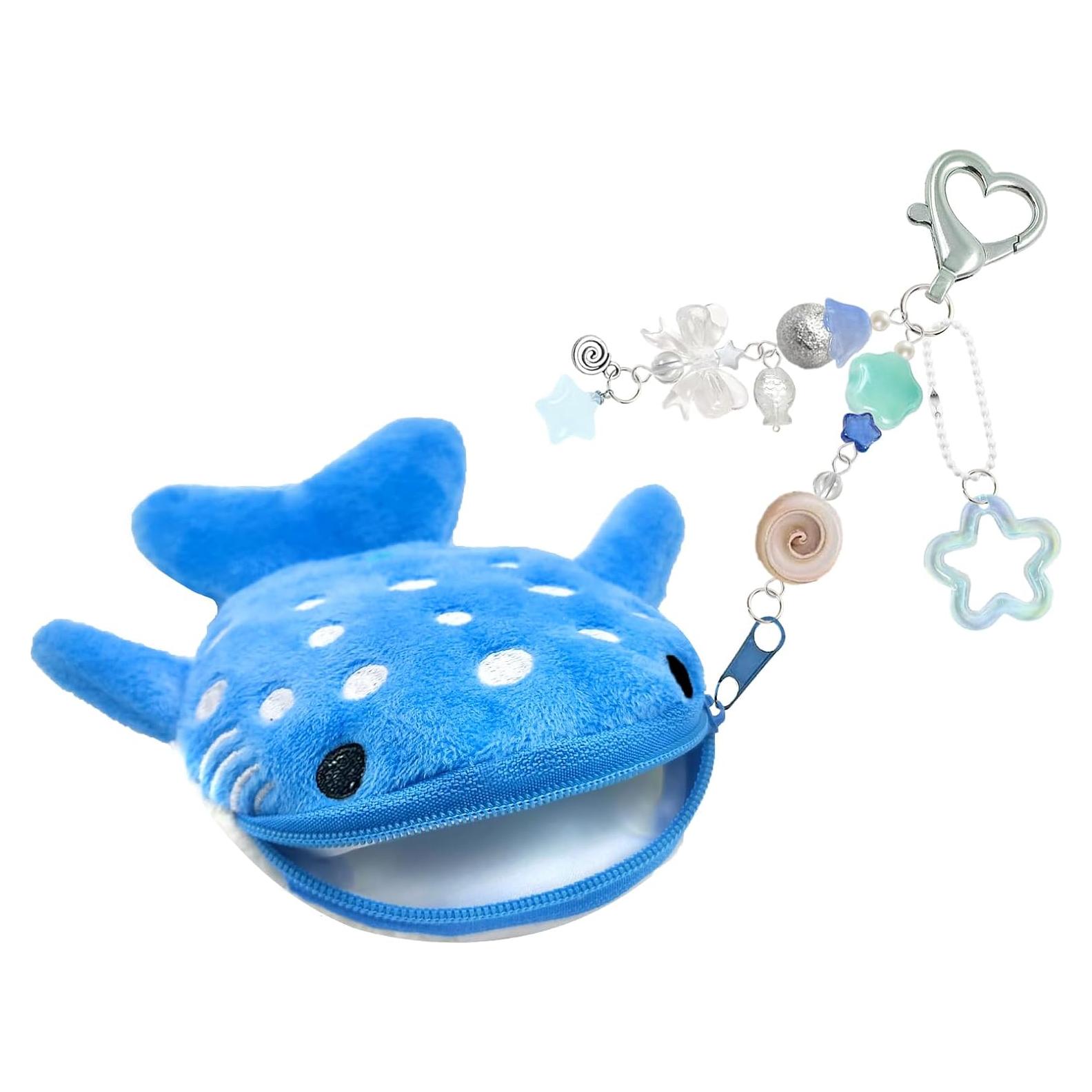 Monedero de Peluche Tiburón Ballena con Llavero Kawaii