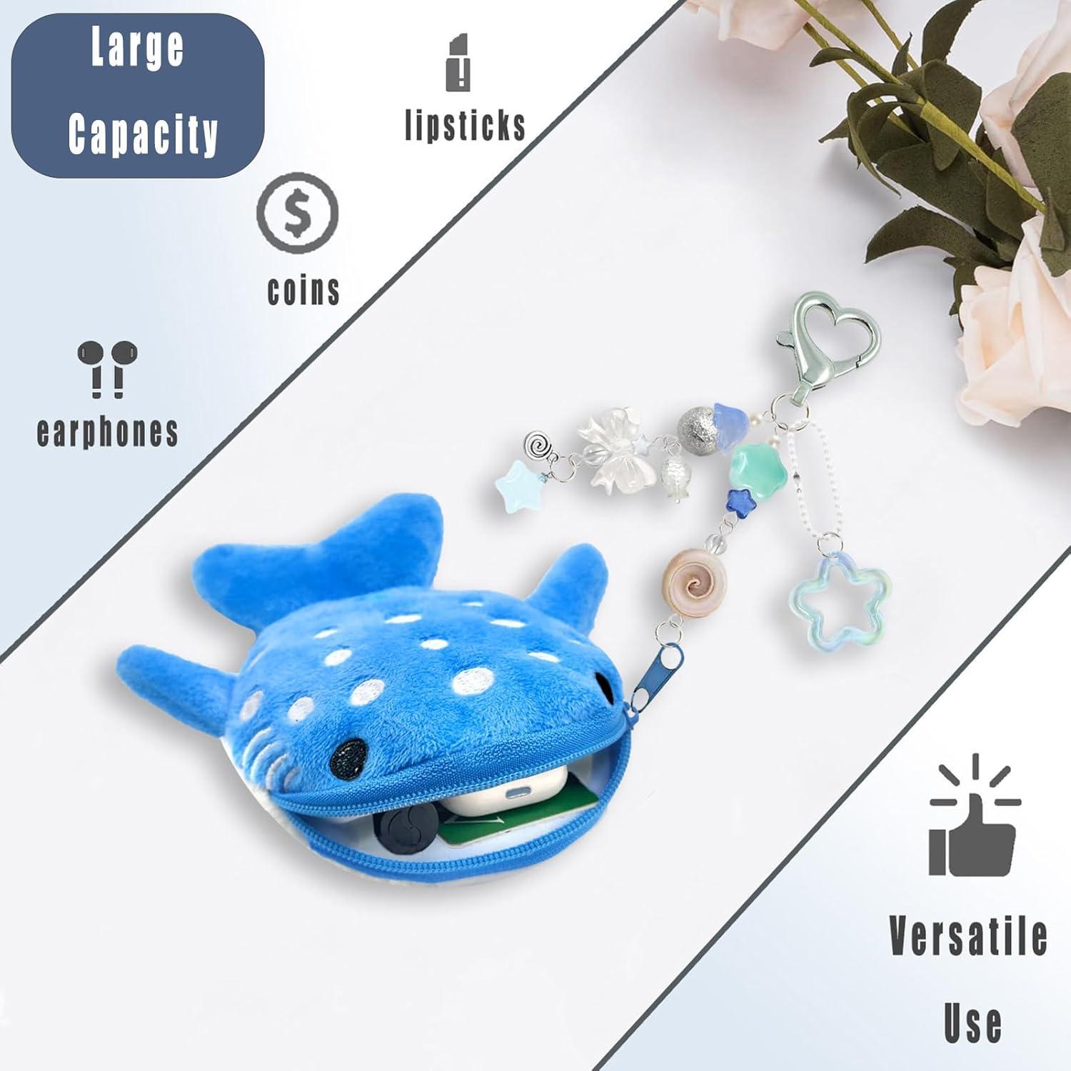 Monedero de Peluche Tiburón Ballena con Llavero Kawaii