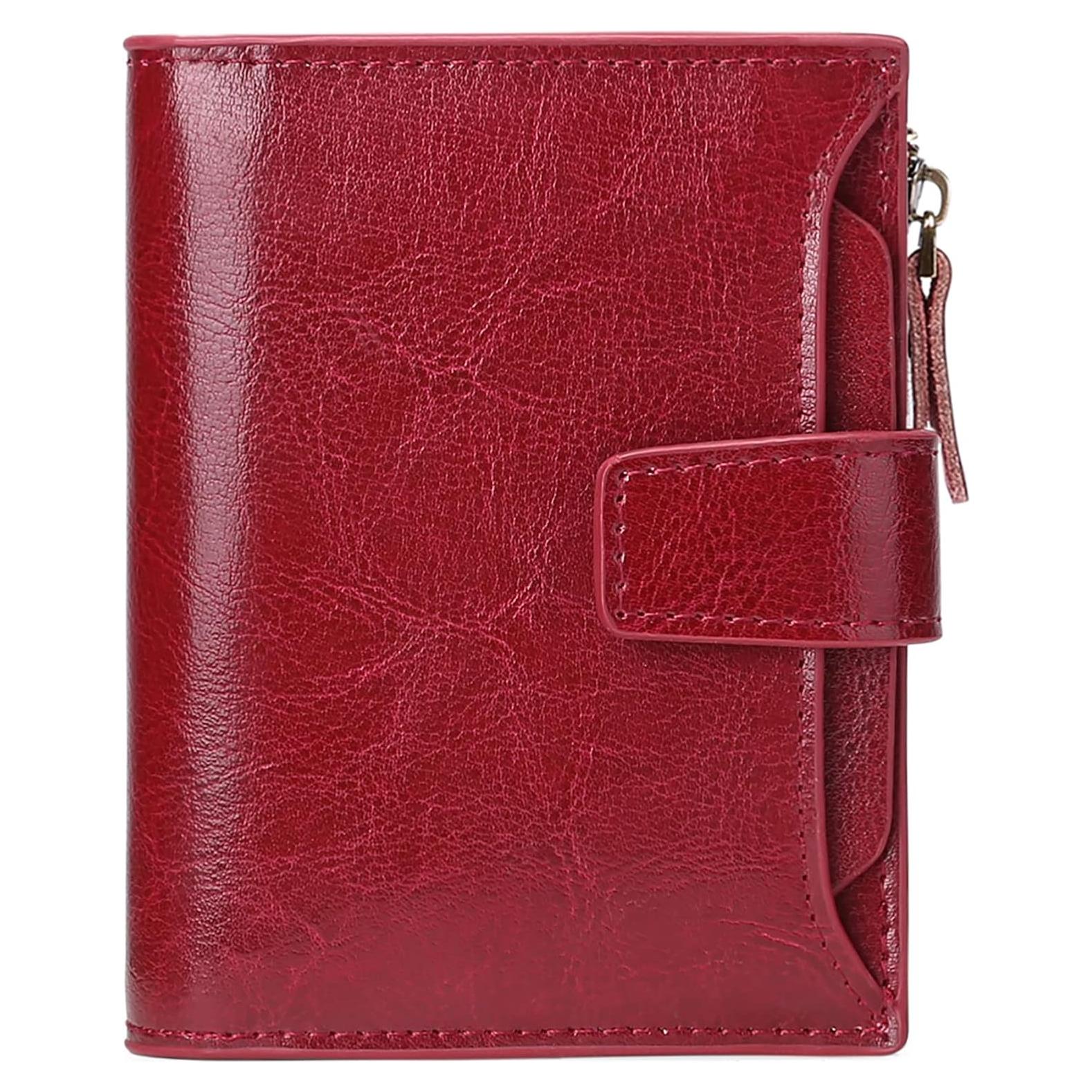 Cartera Pequeña GOIACII de Cuero con Bloqueo RFID - Rojo Vino
